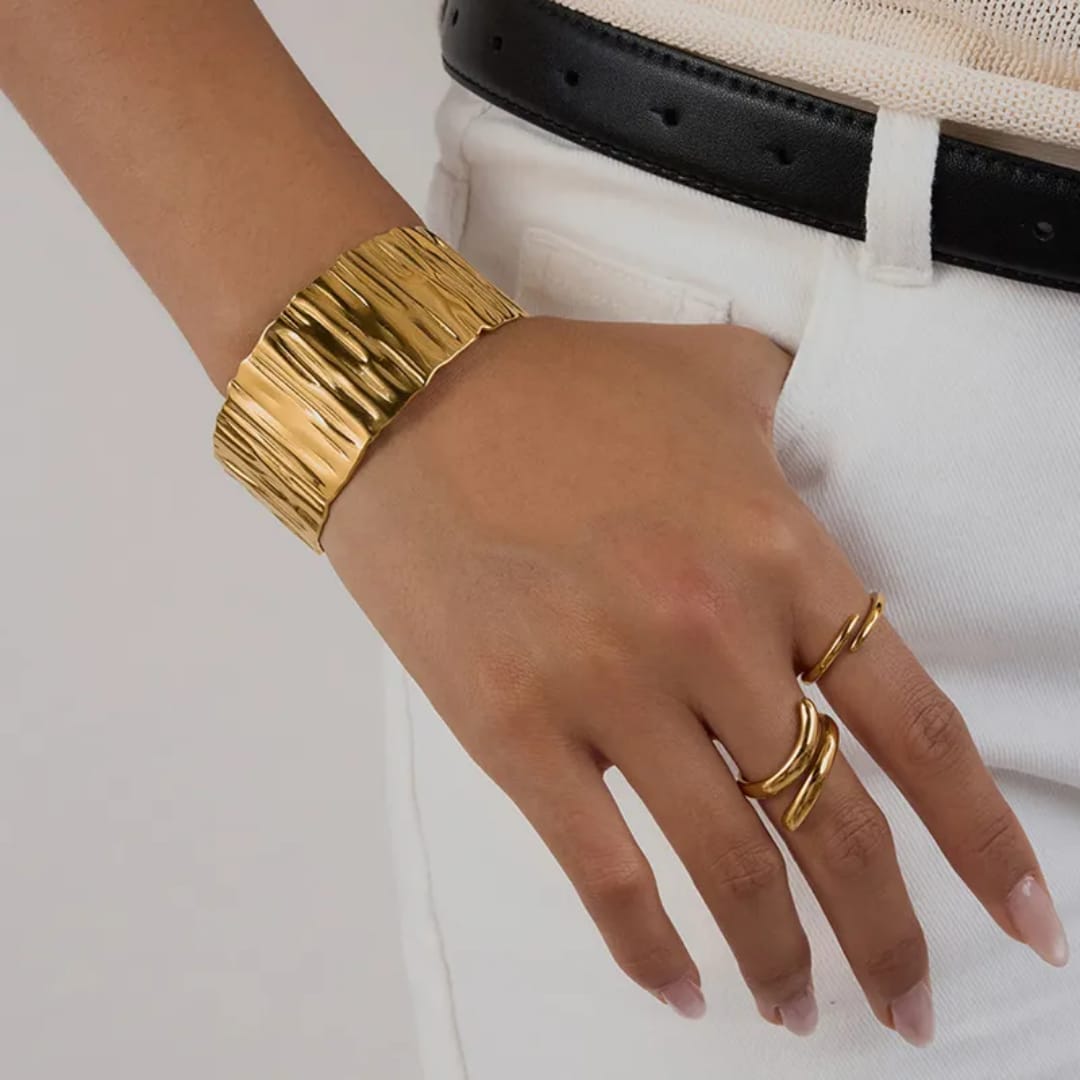 Textured Gold Cuff Bracelet