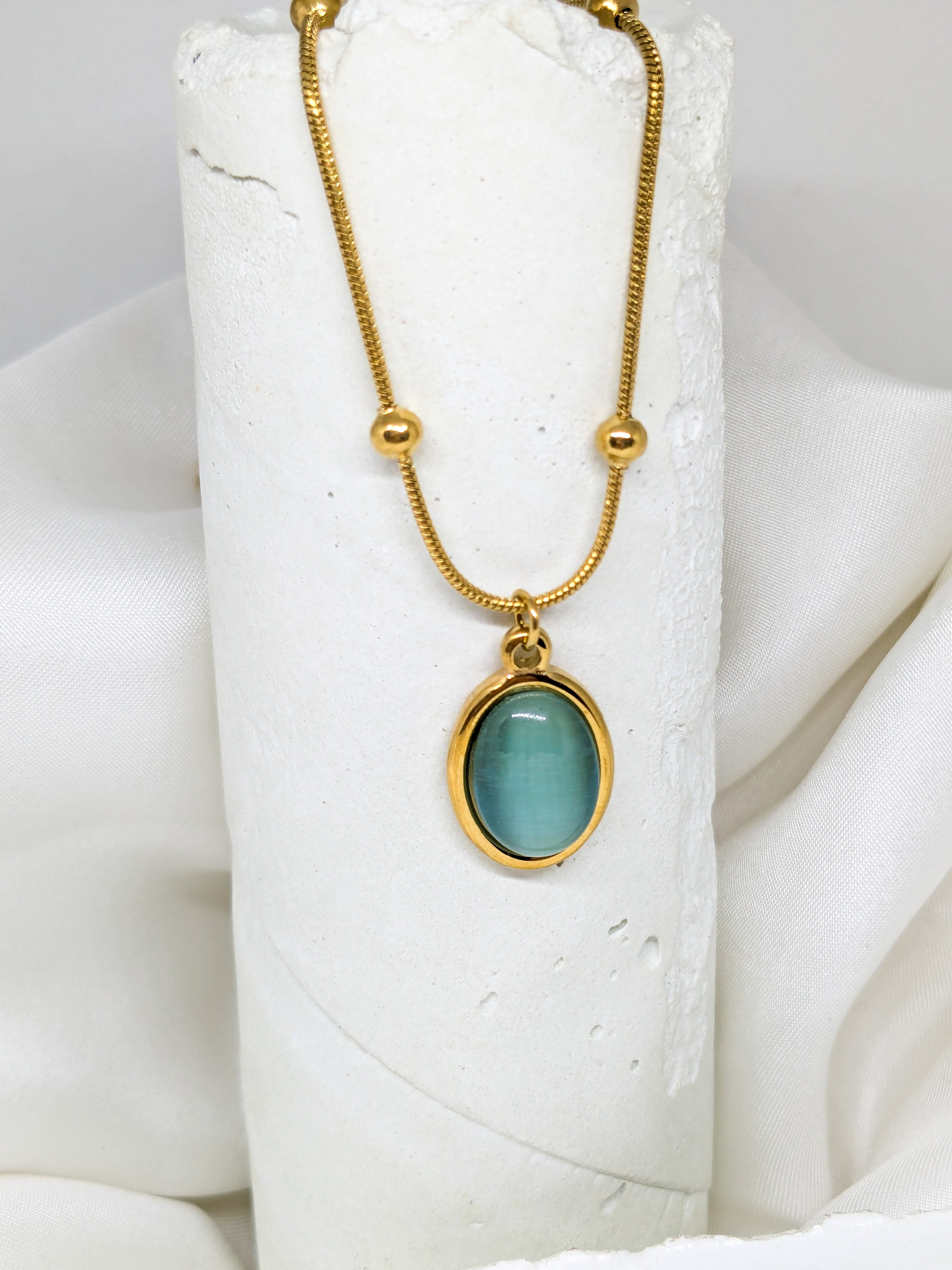 Aqua Stone Pendant Necklace