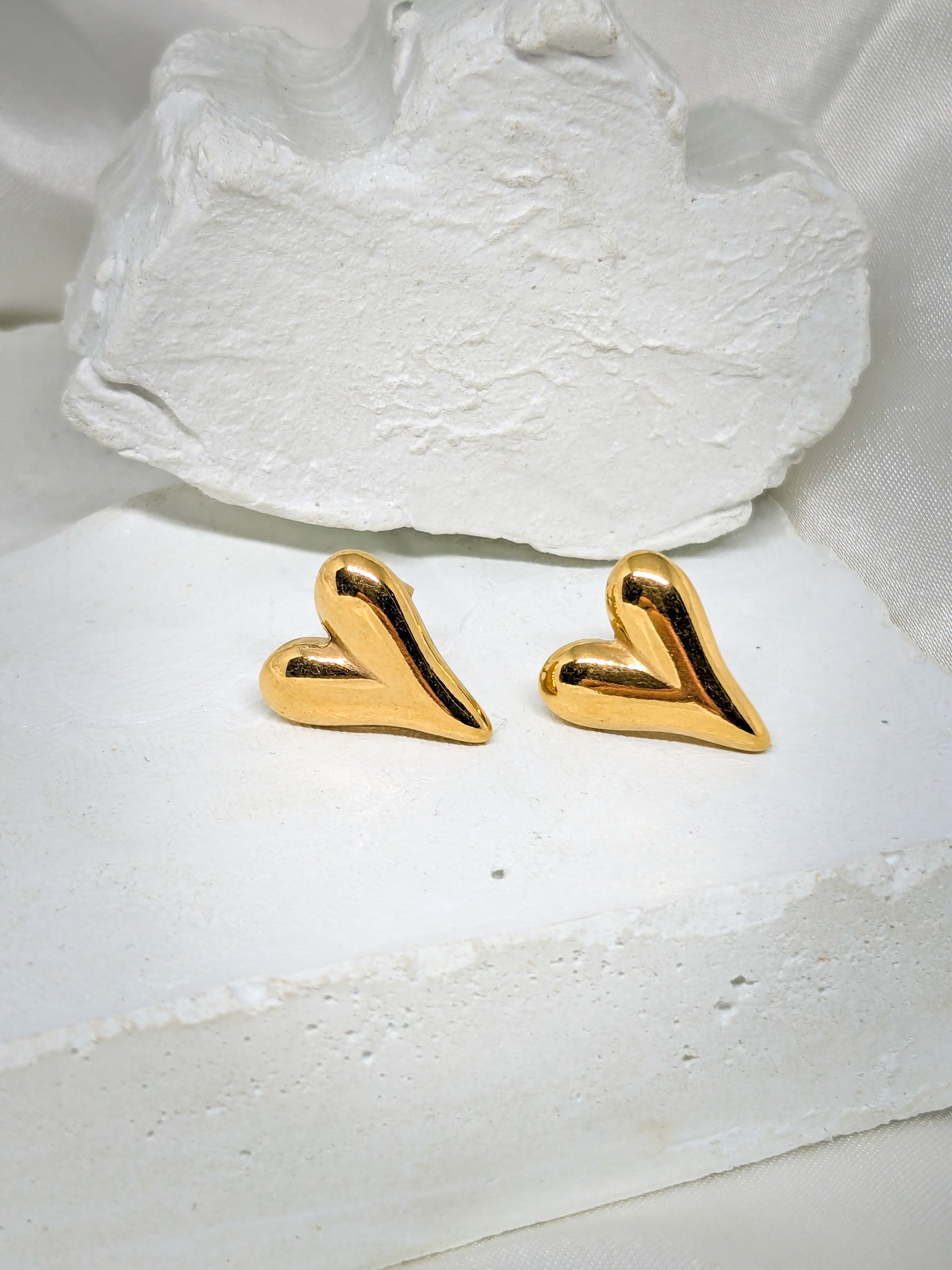 Sculpted Heart Stud Earrings