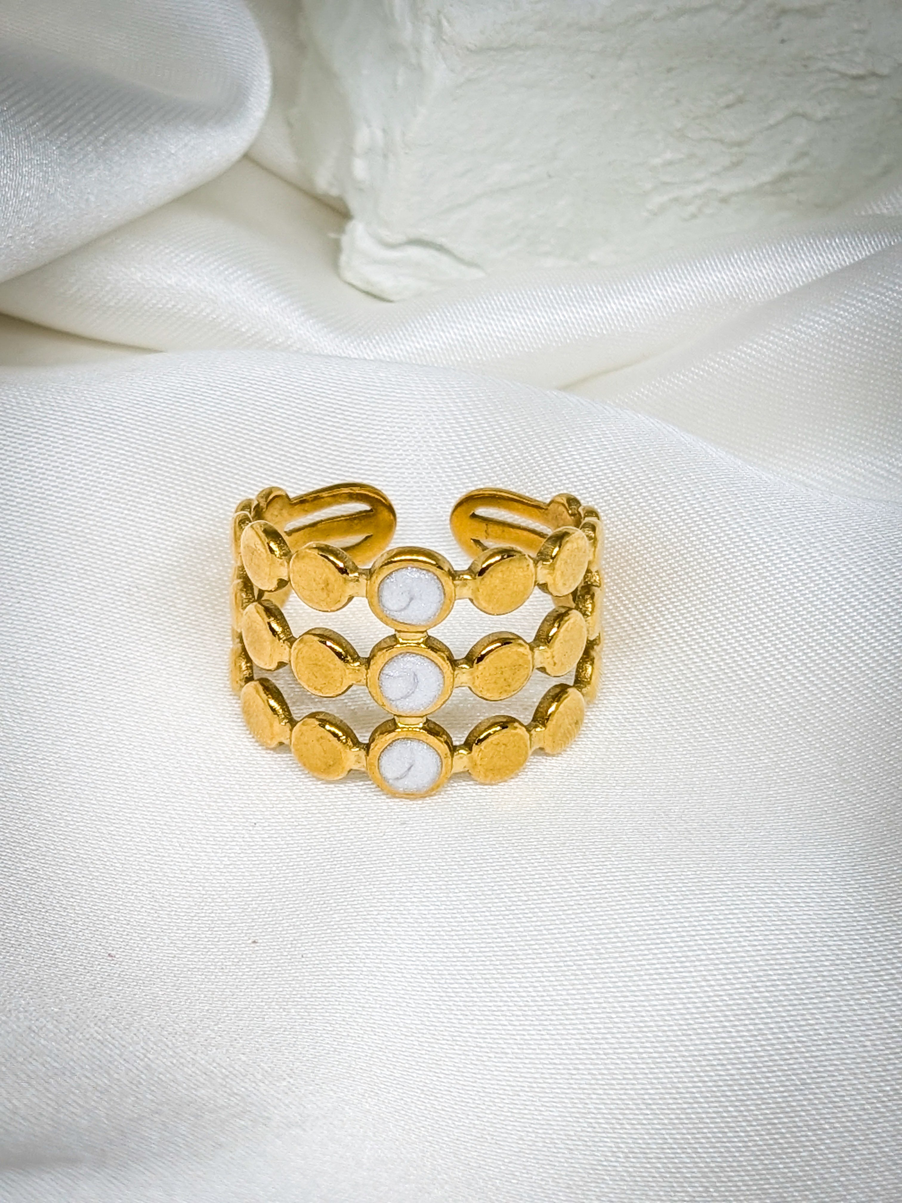 Elegant Triple Band Gold Adjustable Ring