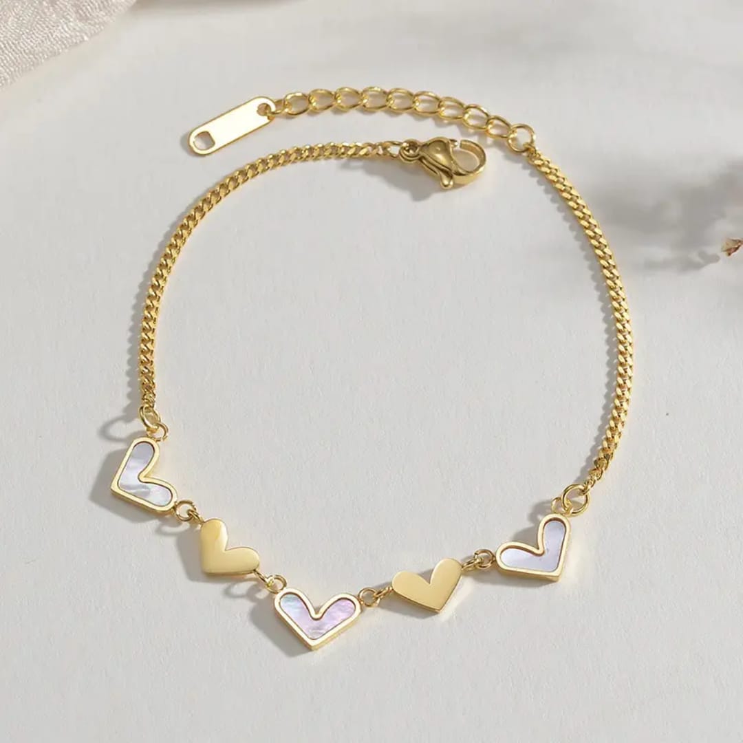 Enamel Heart Charm Bracelet