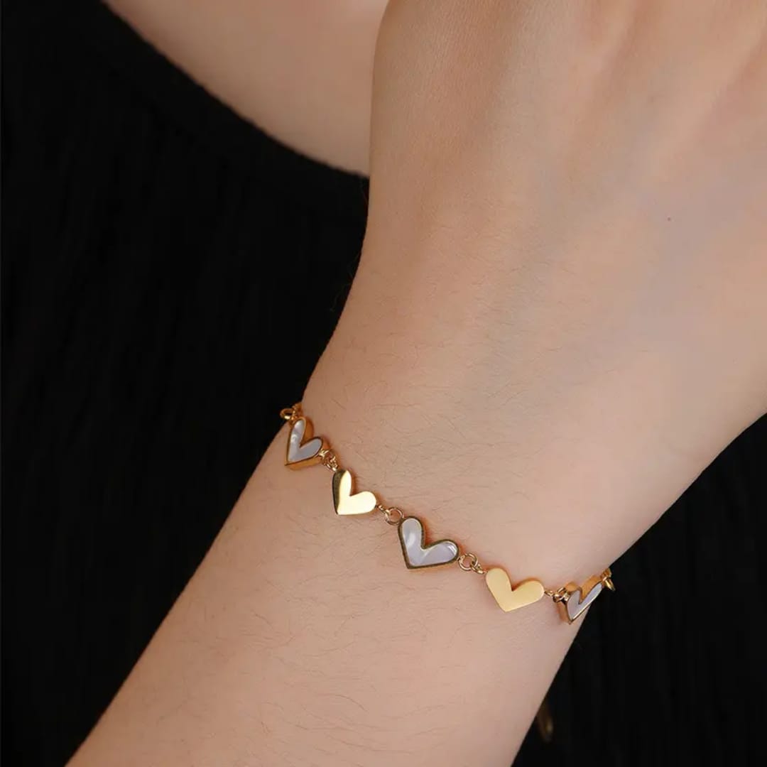Enamel Heart Charm Bracelet