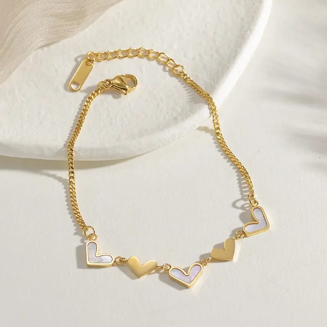 Enamel Heart Charm Bracelet