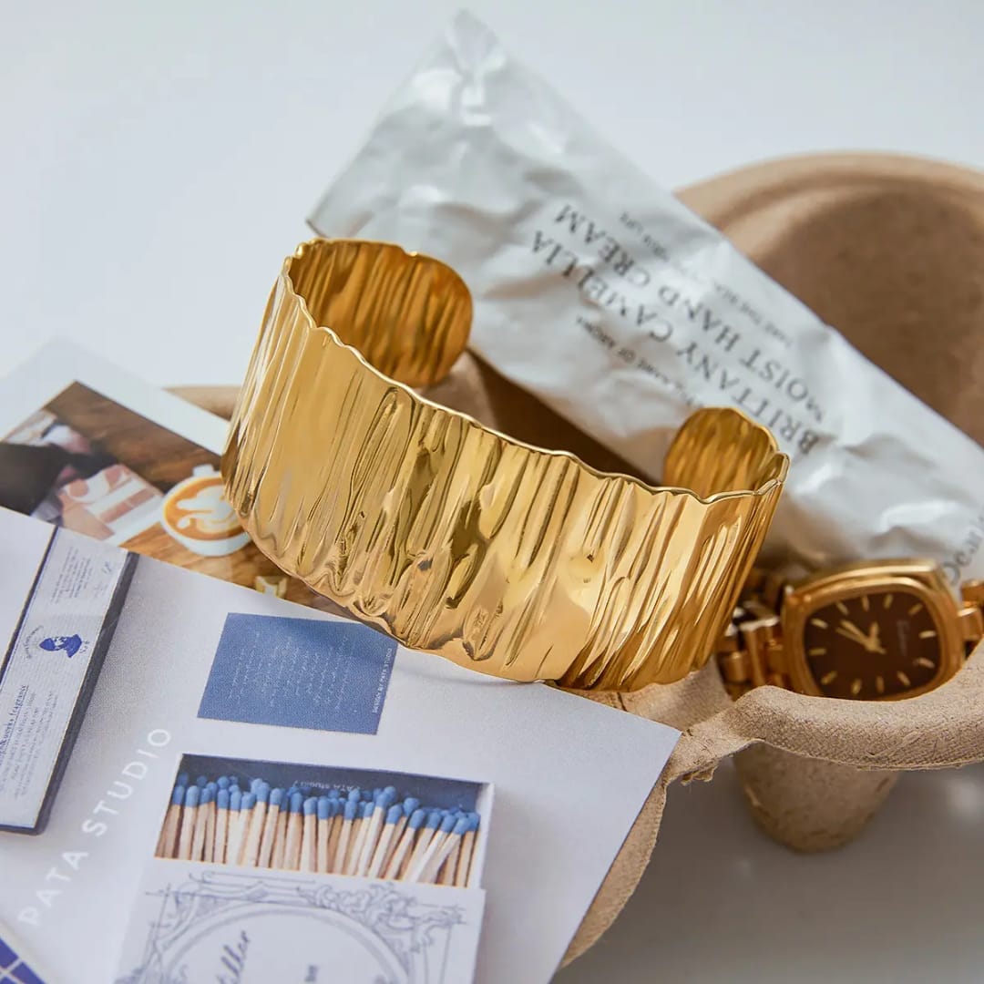 Textured Gold Cuff Bracelet