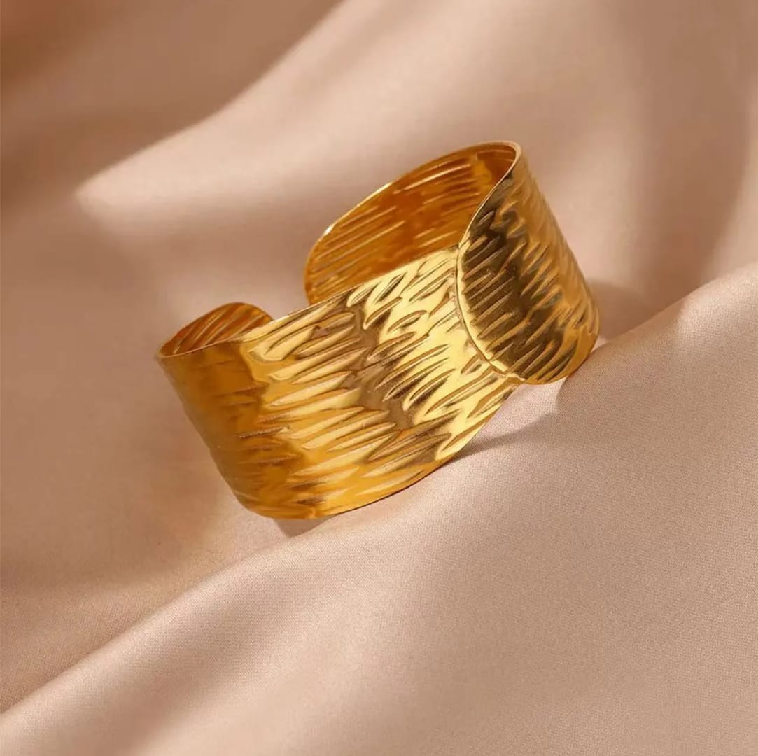 Ripple Textured Gold Cuff Bracelet