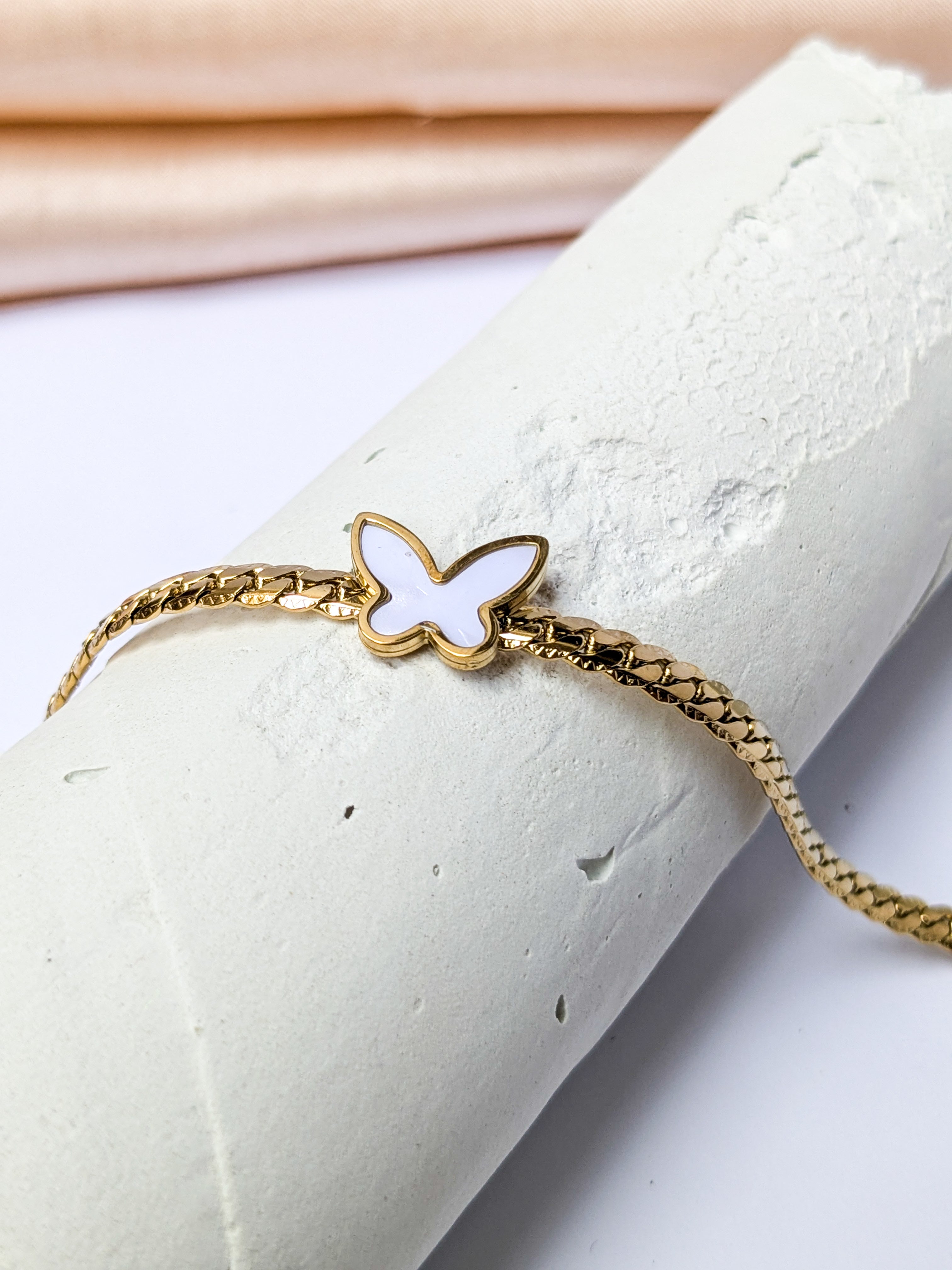 White butterfly charm Bracelet