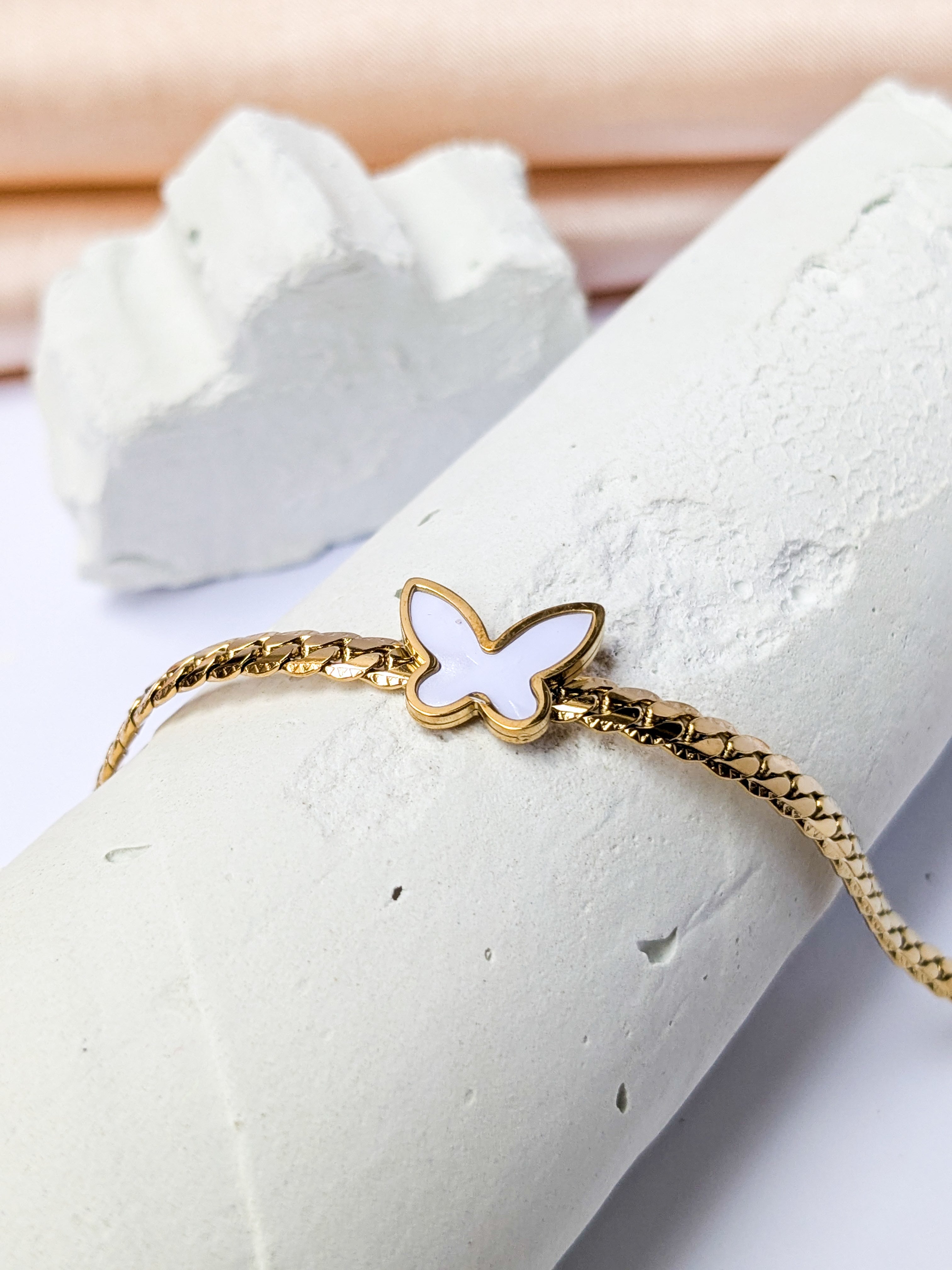 White butterfly charm Bracelet
