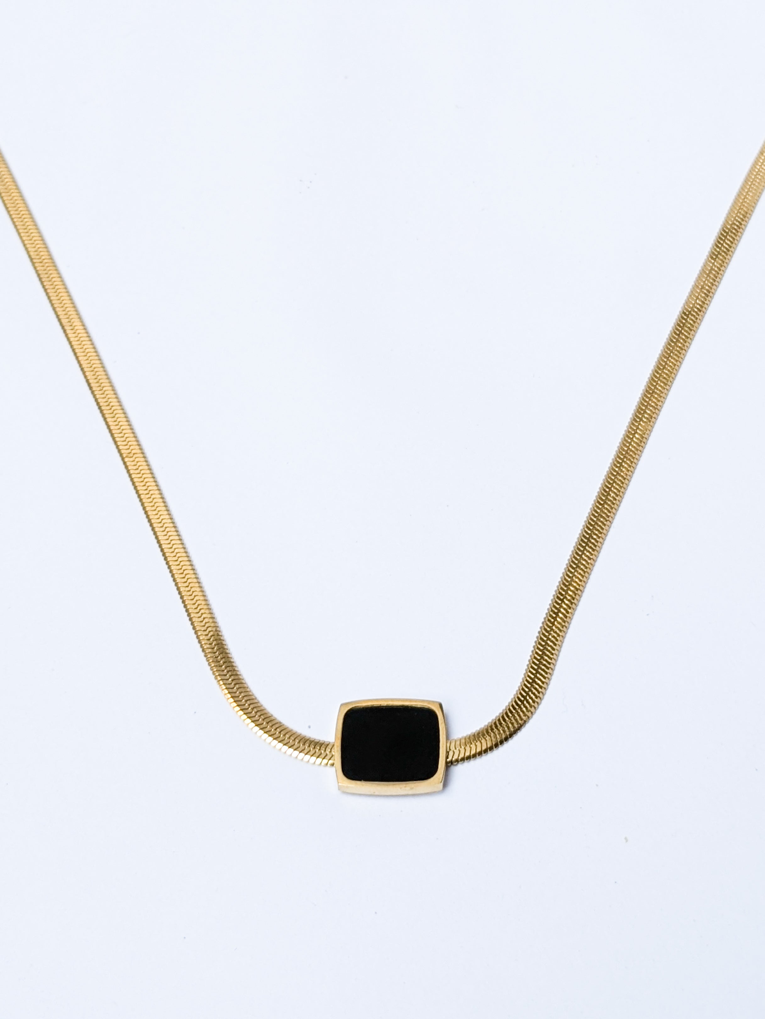 Gold Herringbone Chain Necklace