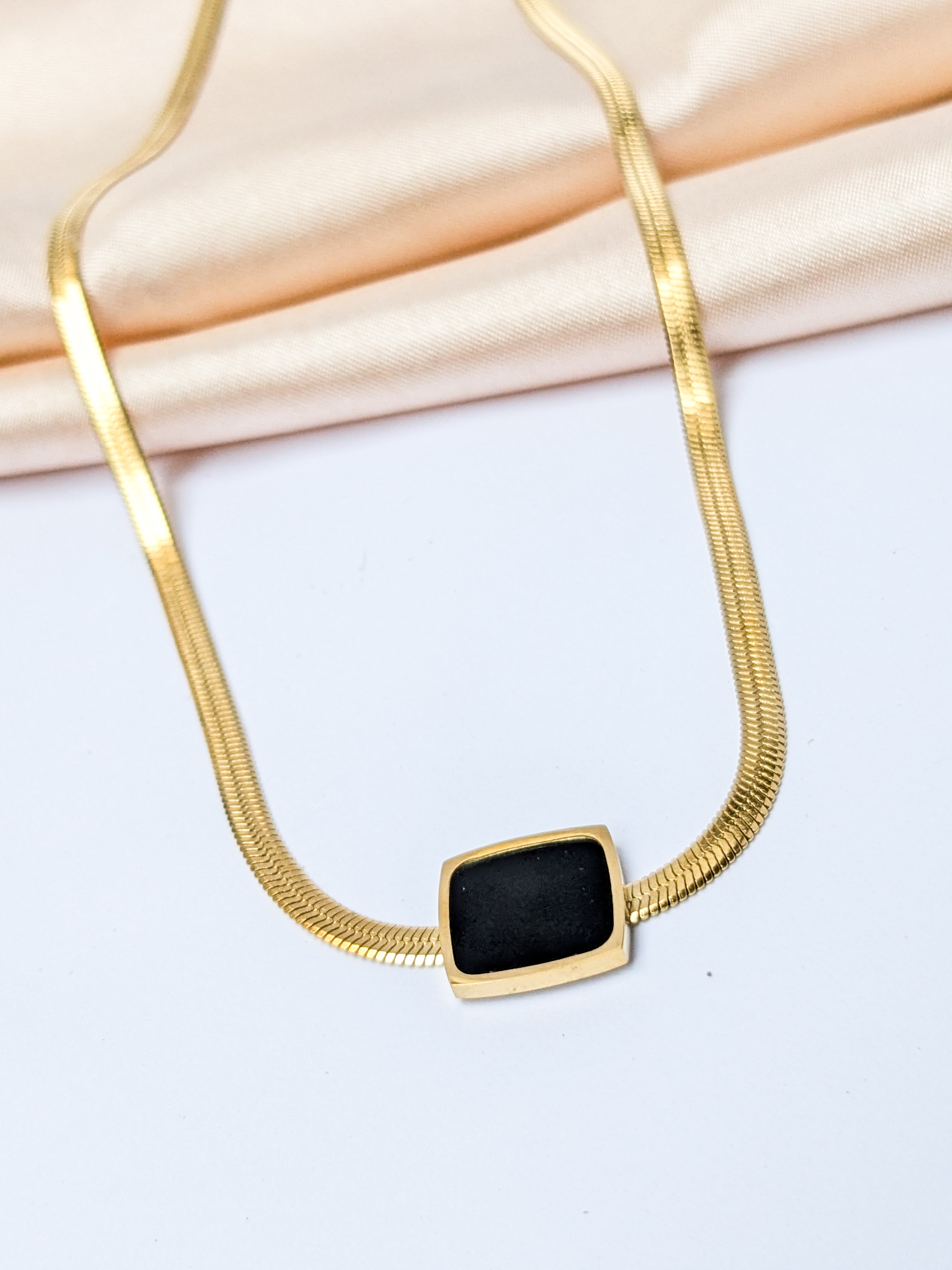 Gold Herringbone Chain Necklace