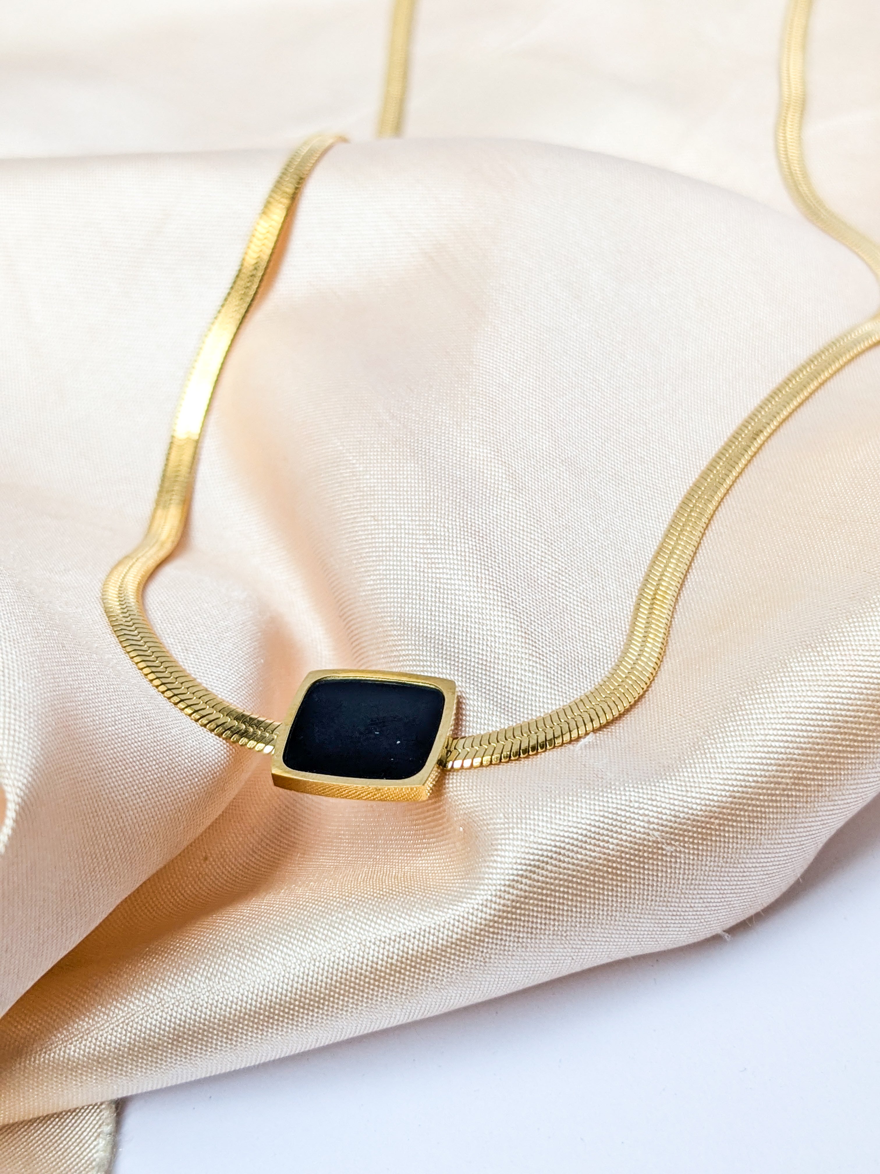 Gold Herringbone Chain Necklace