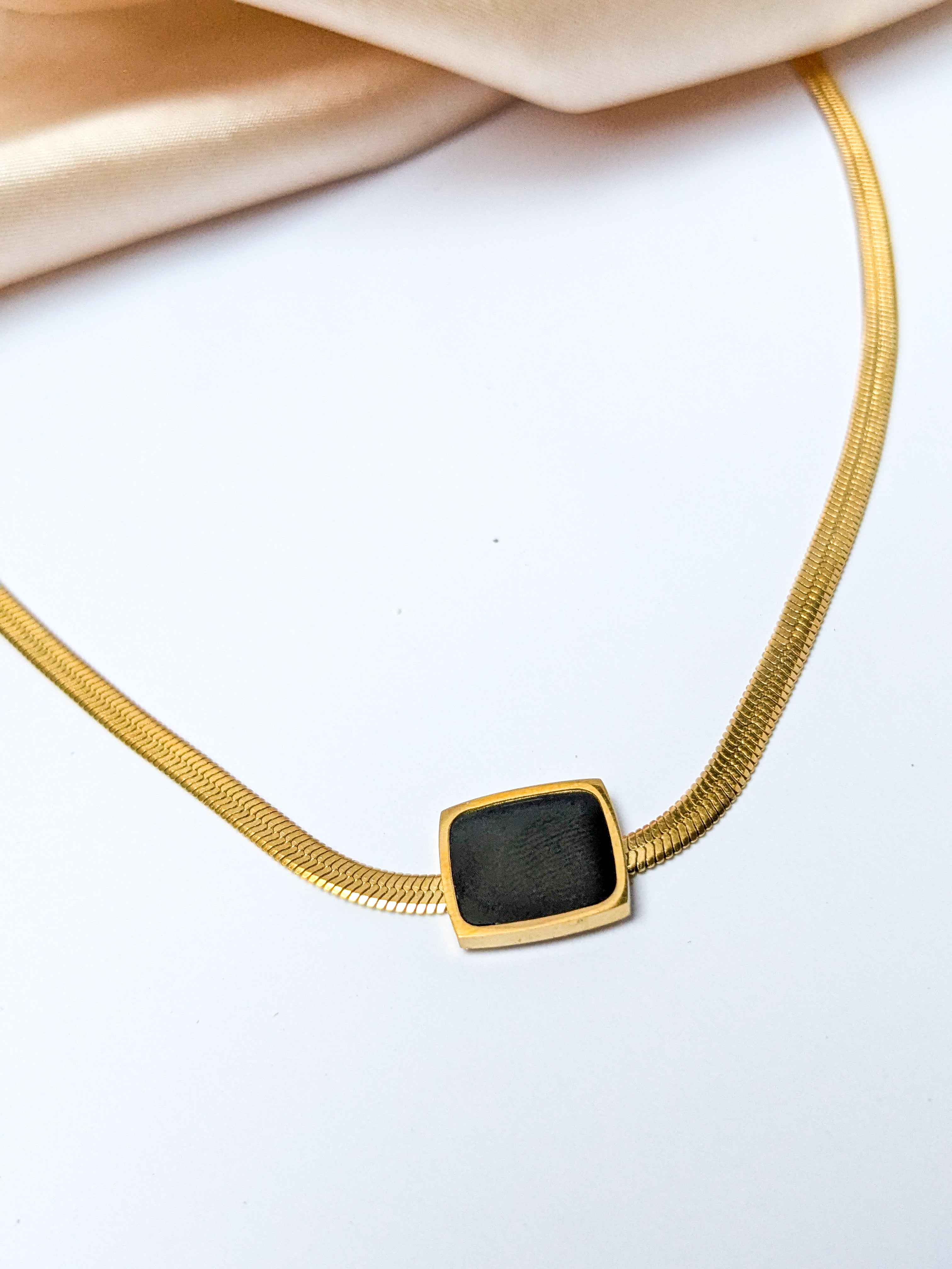 Gold Herringbone Chain Necklace