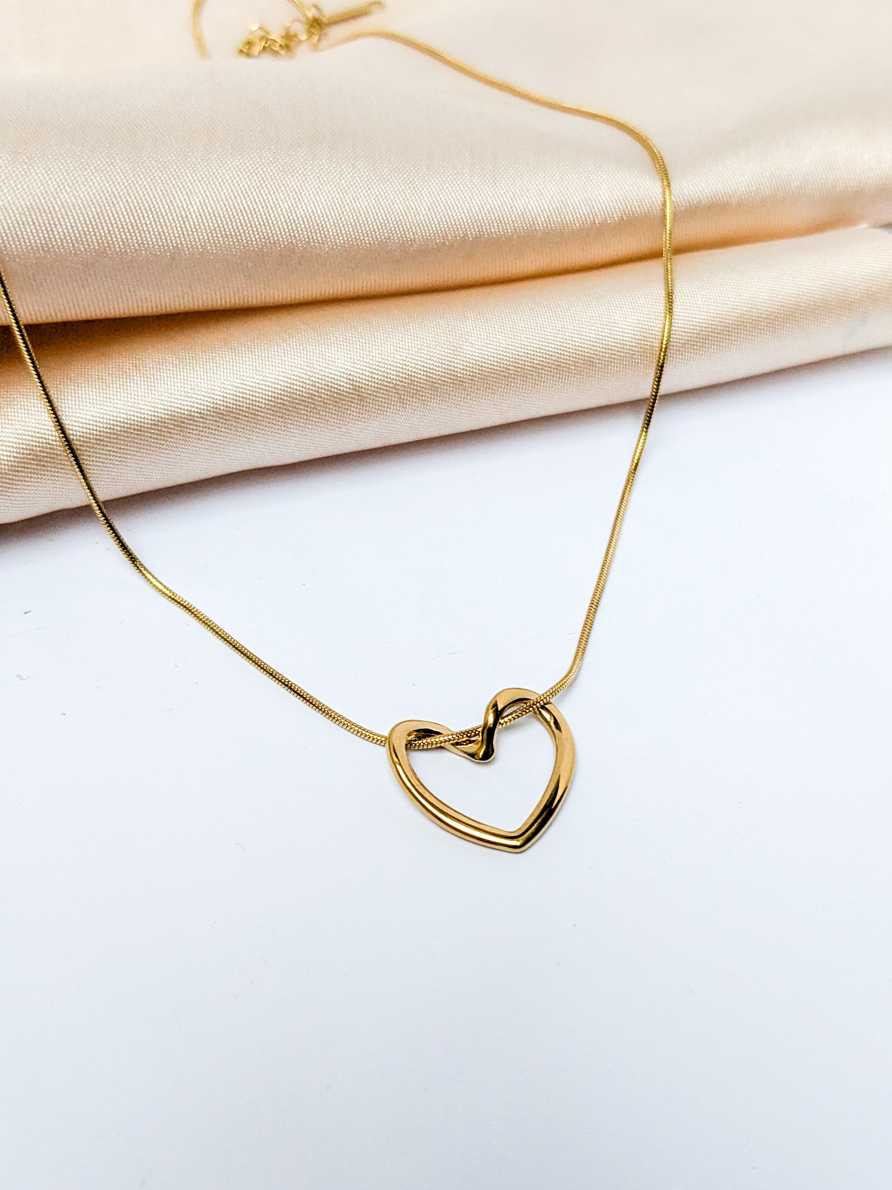 Gold Open Heart Pendant Necklace