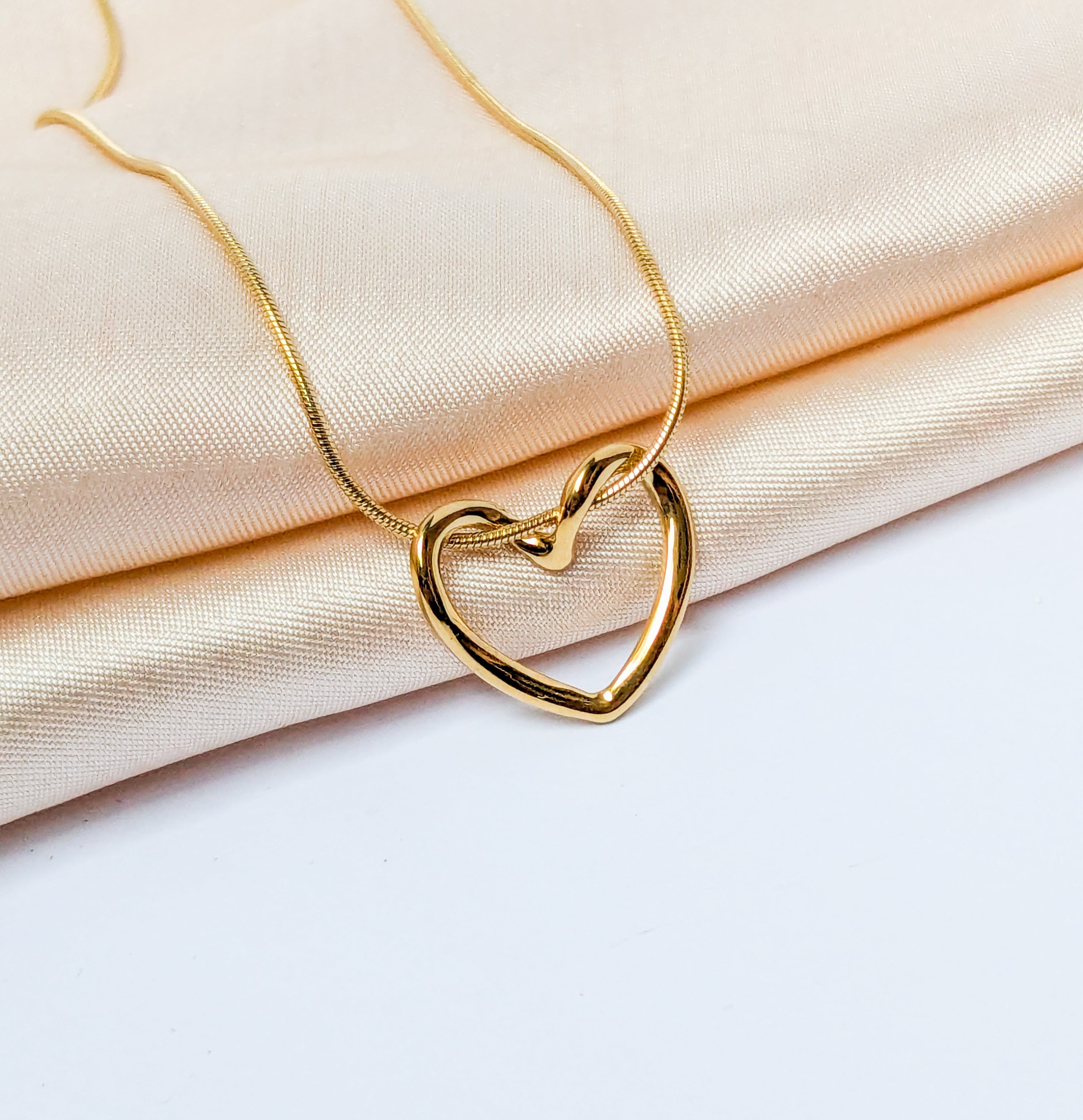 Gold Open Heart Pendant Necklace
