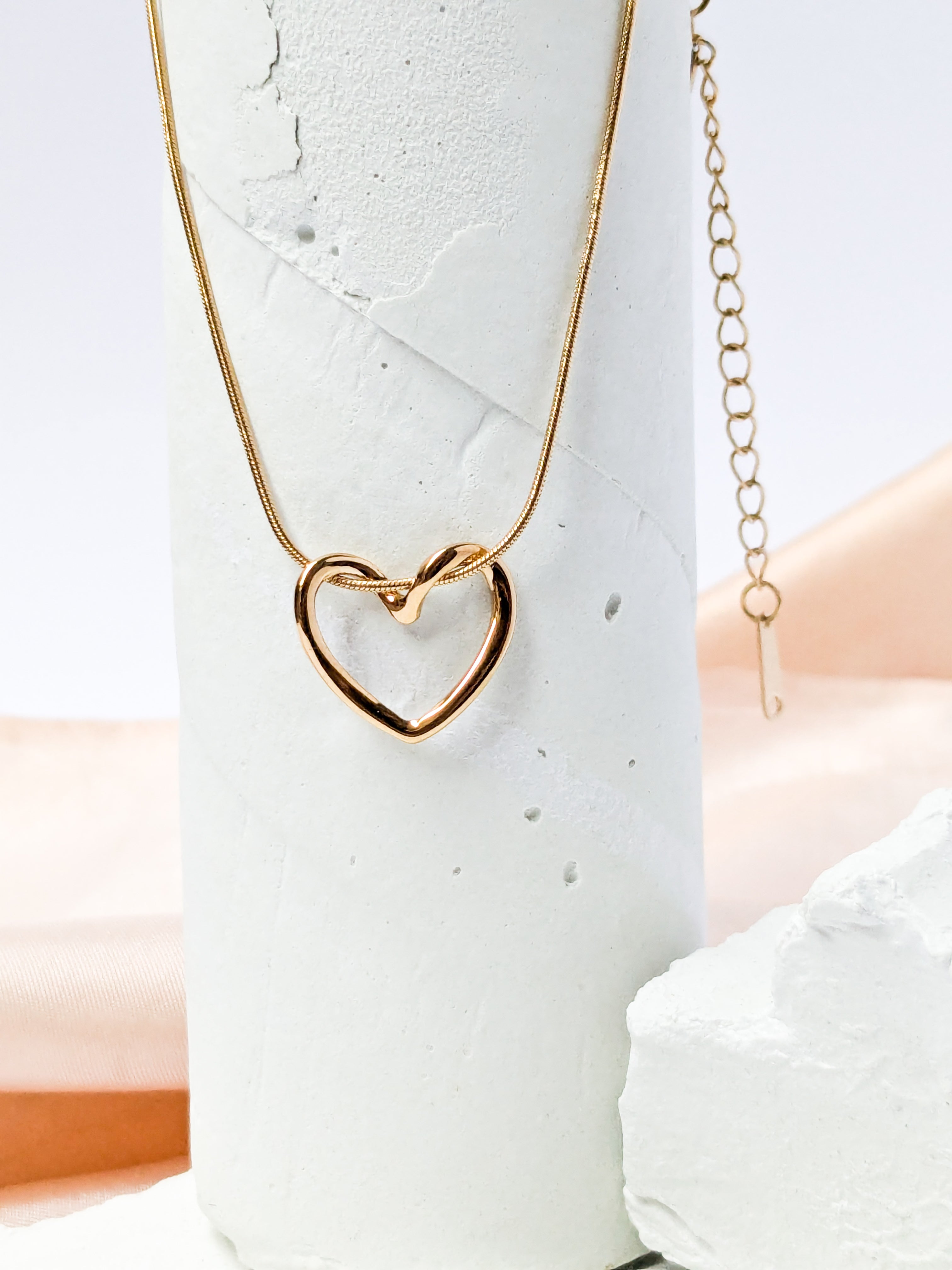 Gold Open Heart Pendant Necklace