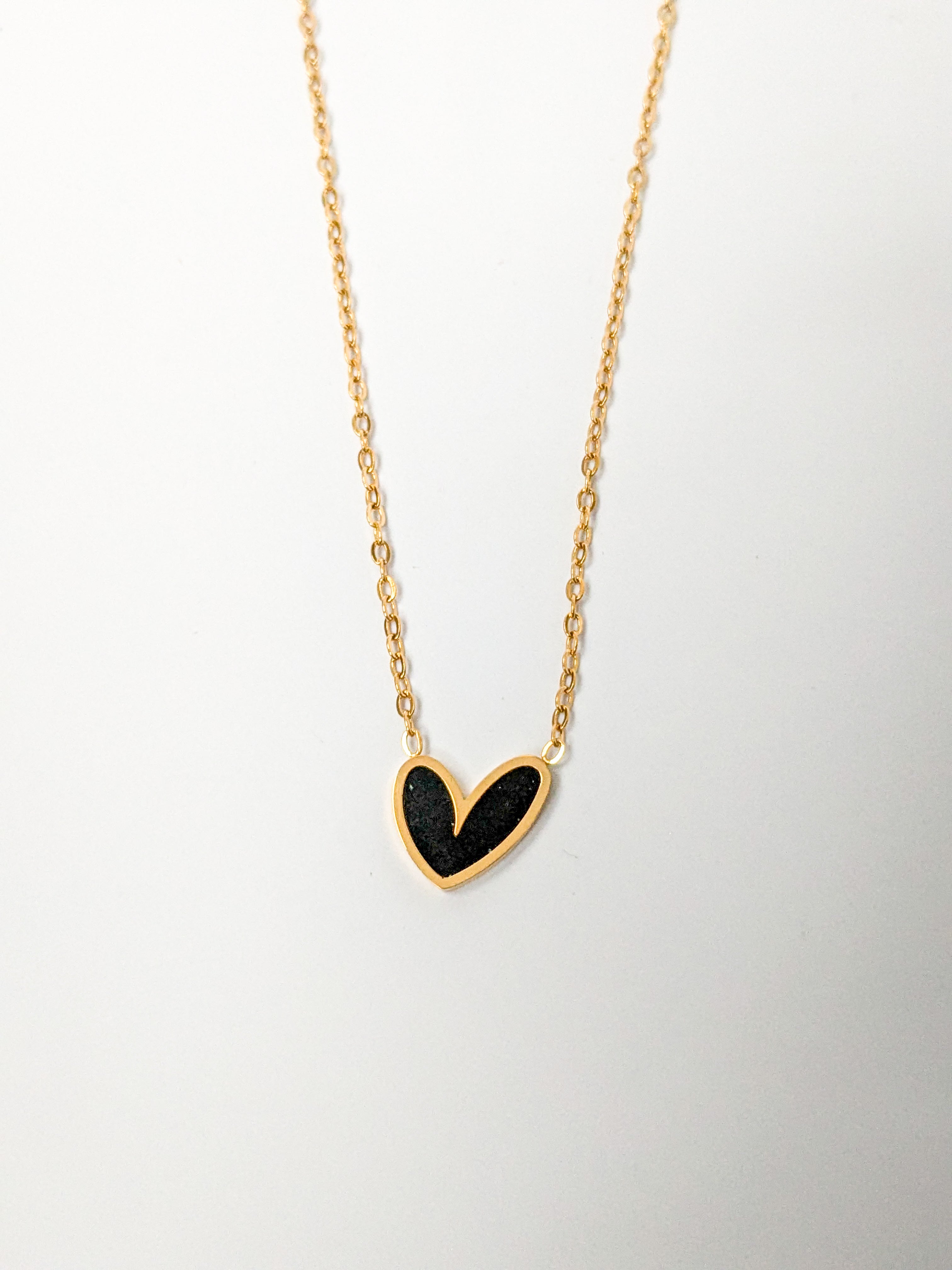 Gold Black Charm Heart Pendant Necklace