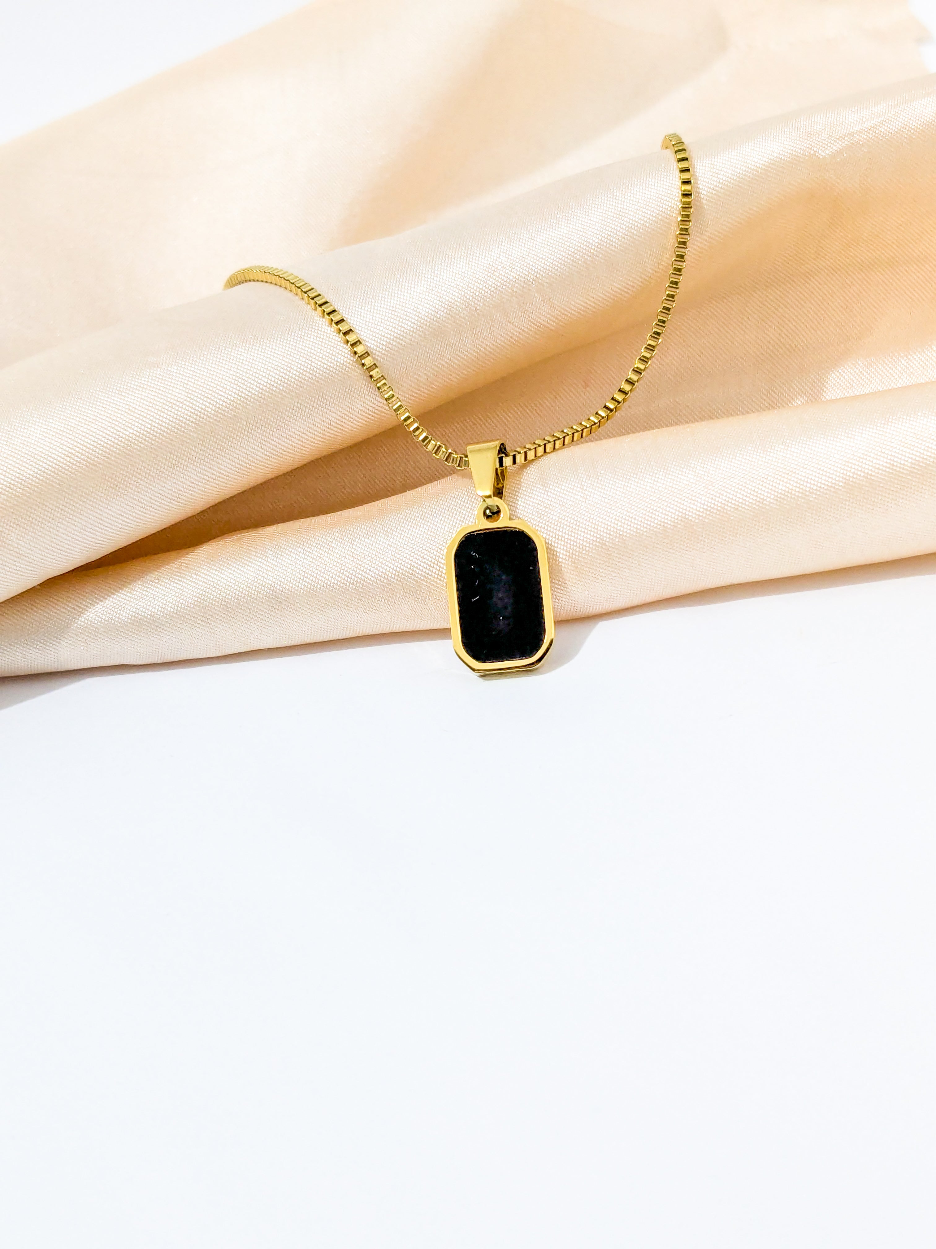 Black Stone Charm Gold Pendant