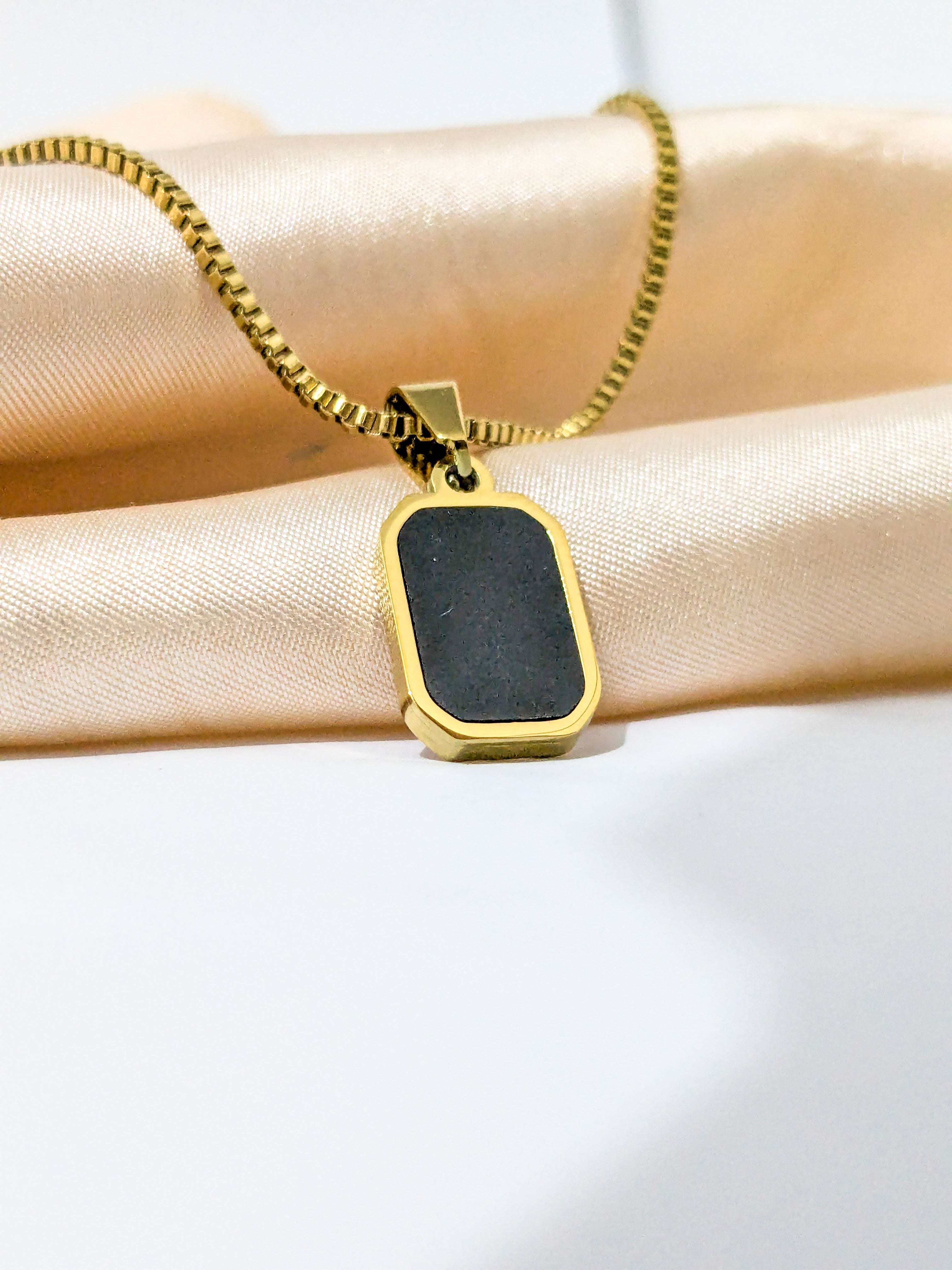 Black Stone Charm Gold Pendant