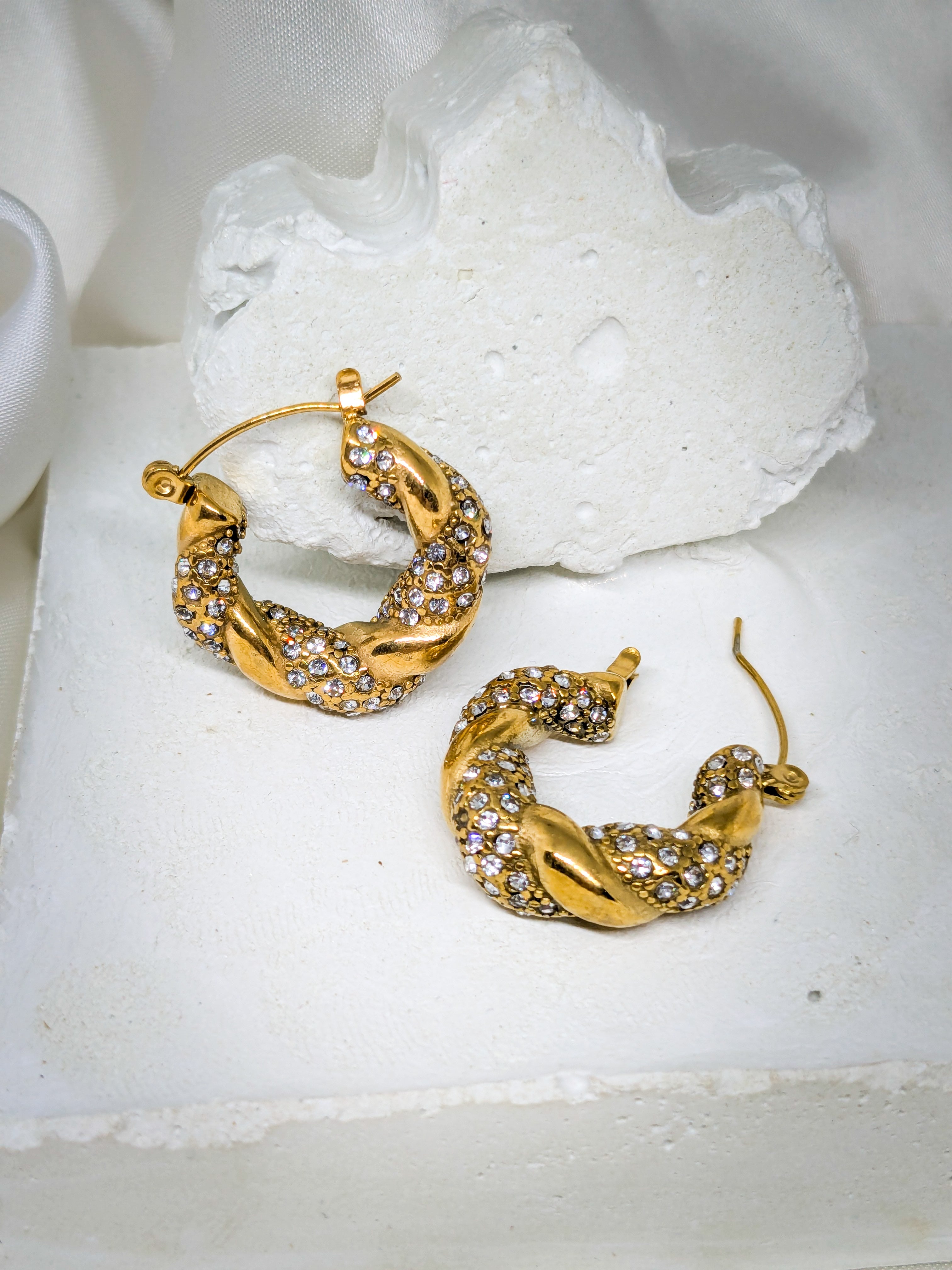 Twisted Crystal Hoop Earrings