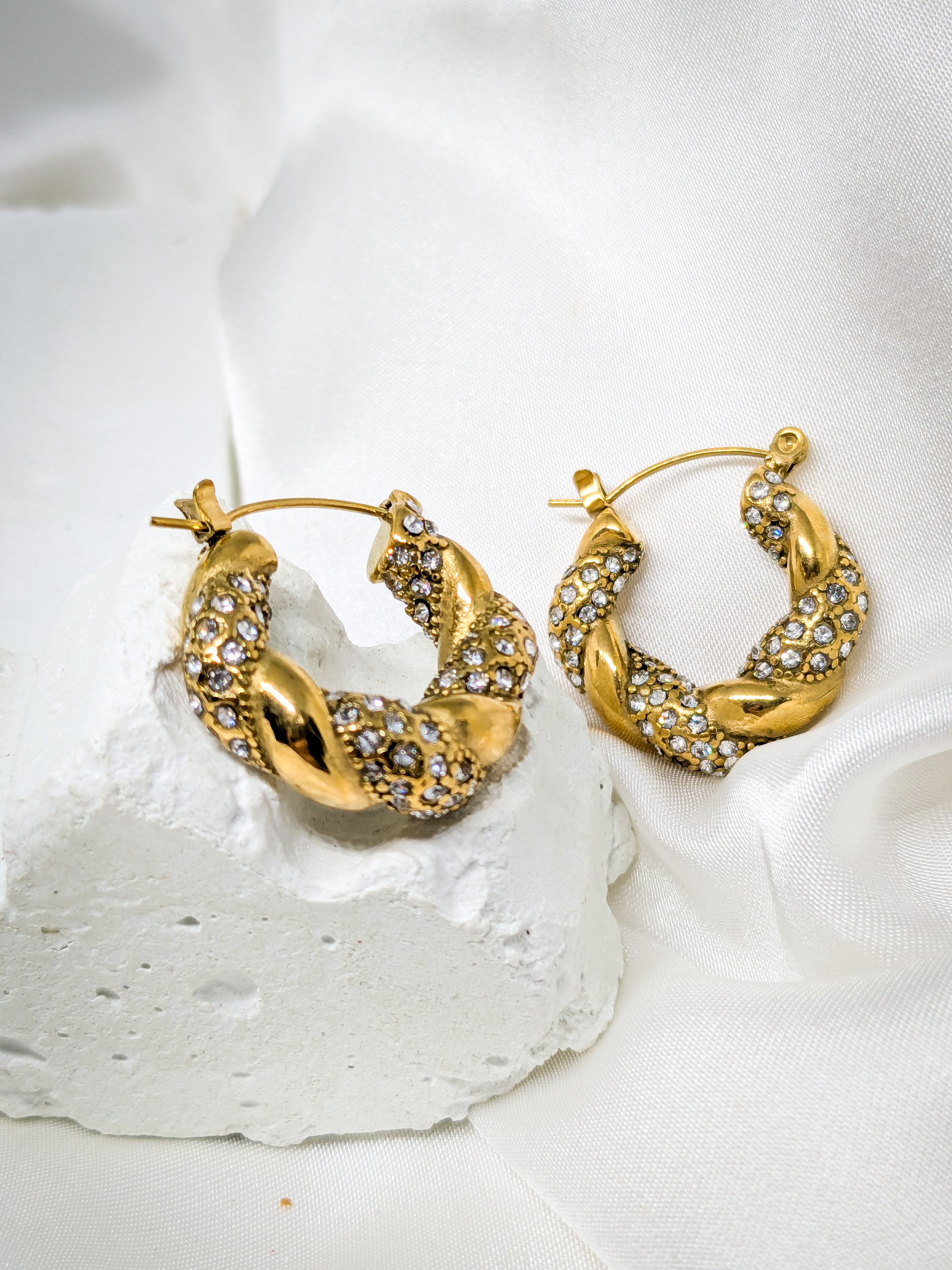 Twisted Crystal Hoop Earrings