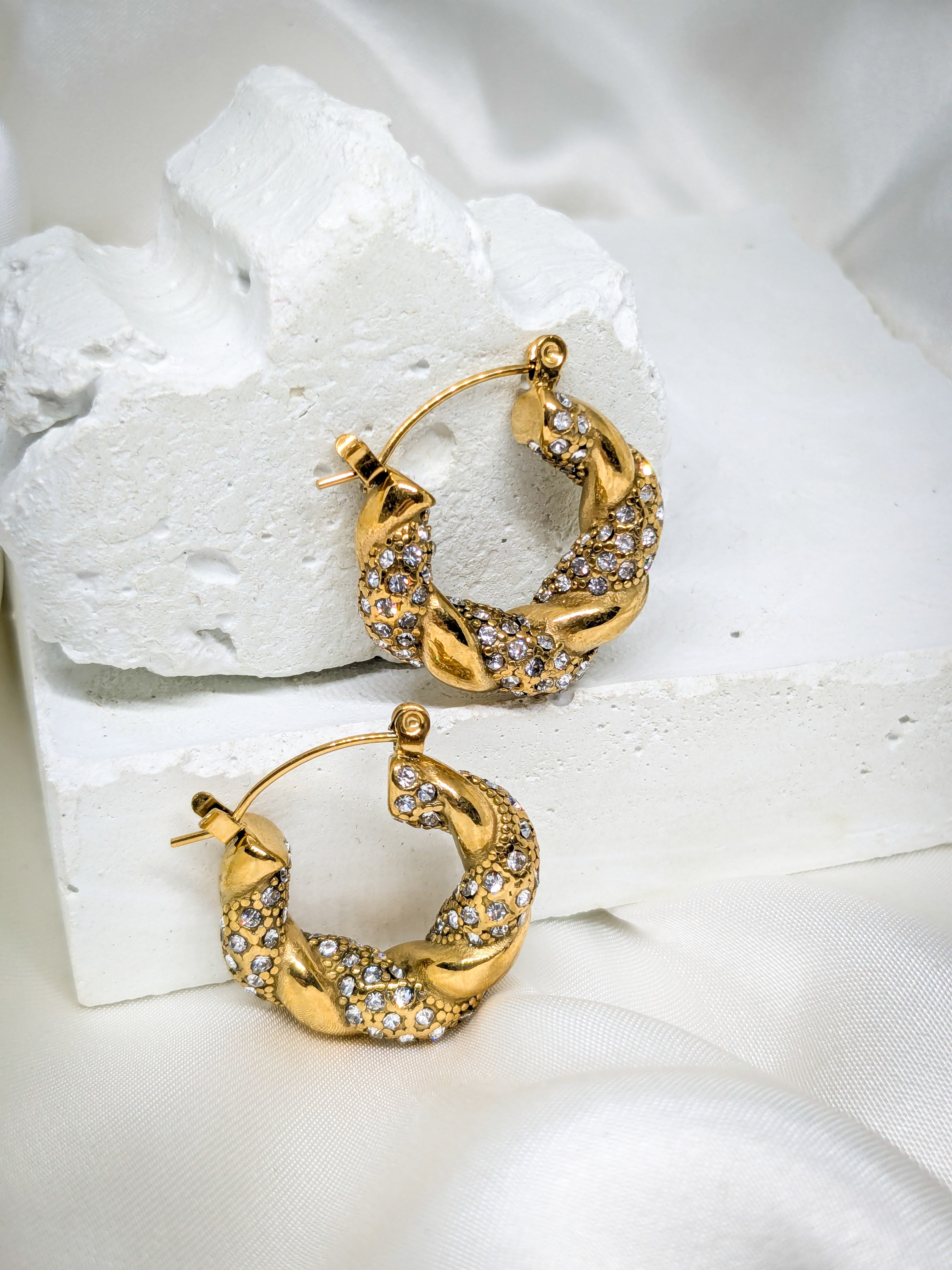 Twisted Crystal Hoop Earrings
