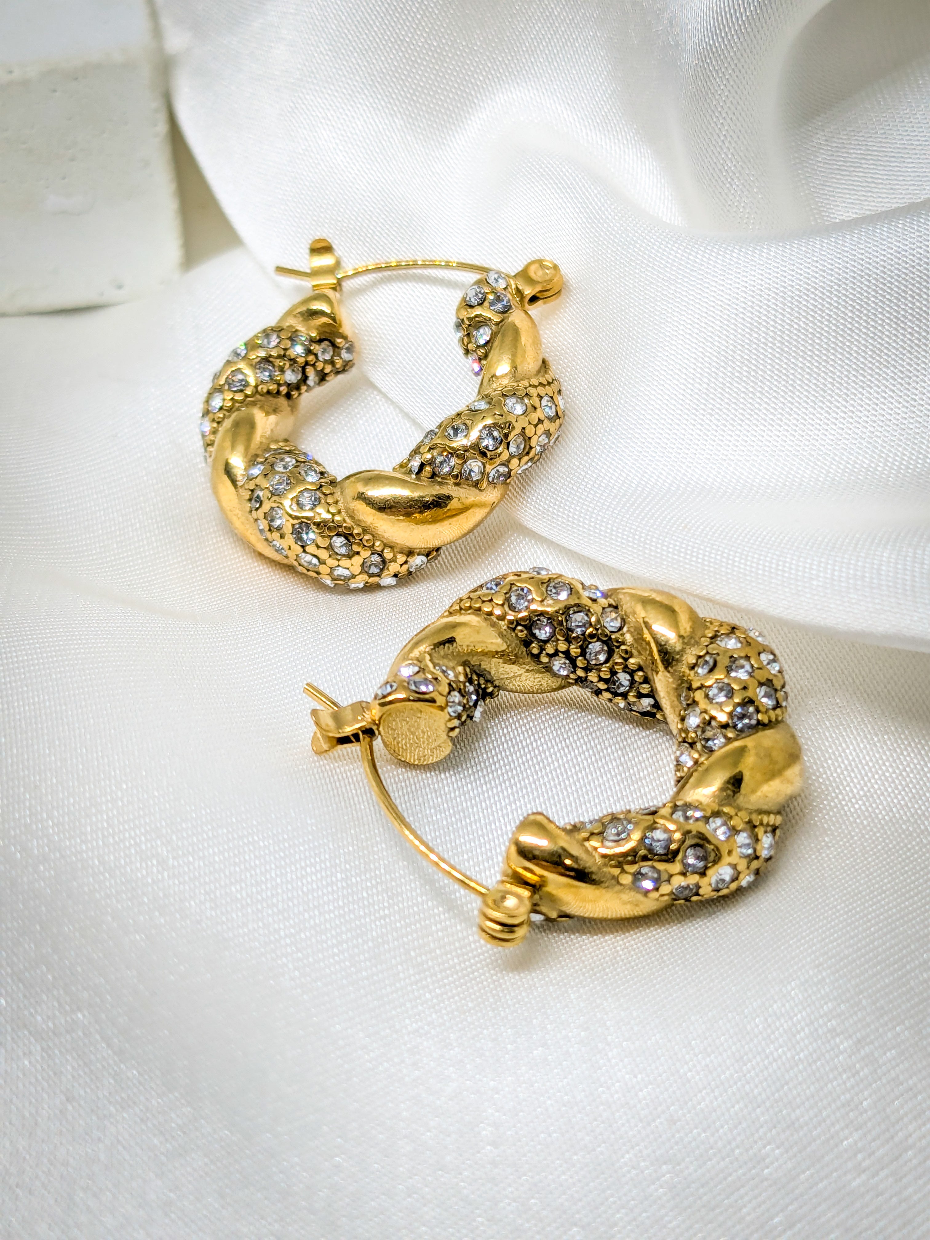 Twisted Crystal Hoop Earrings
