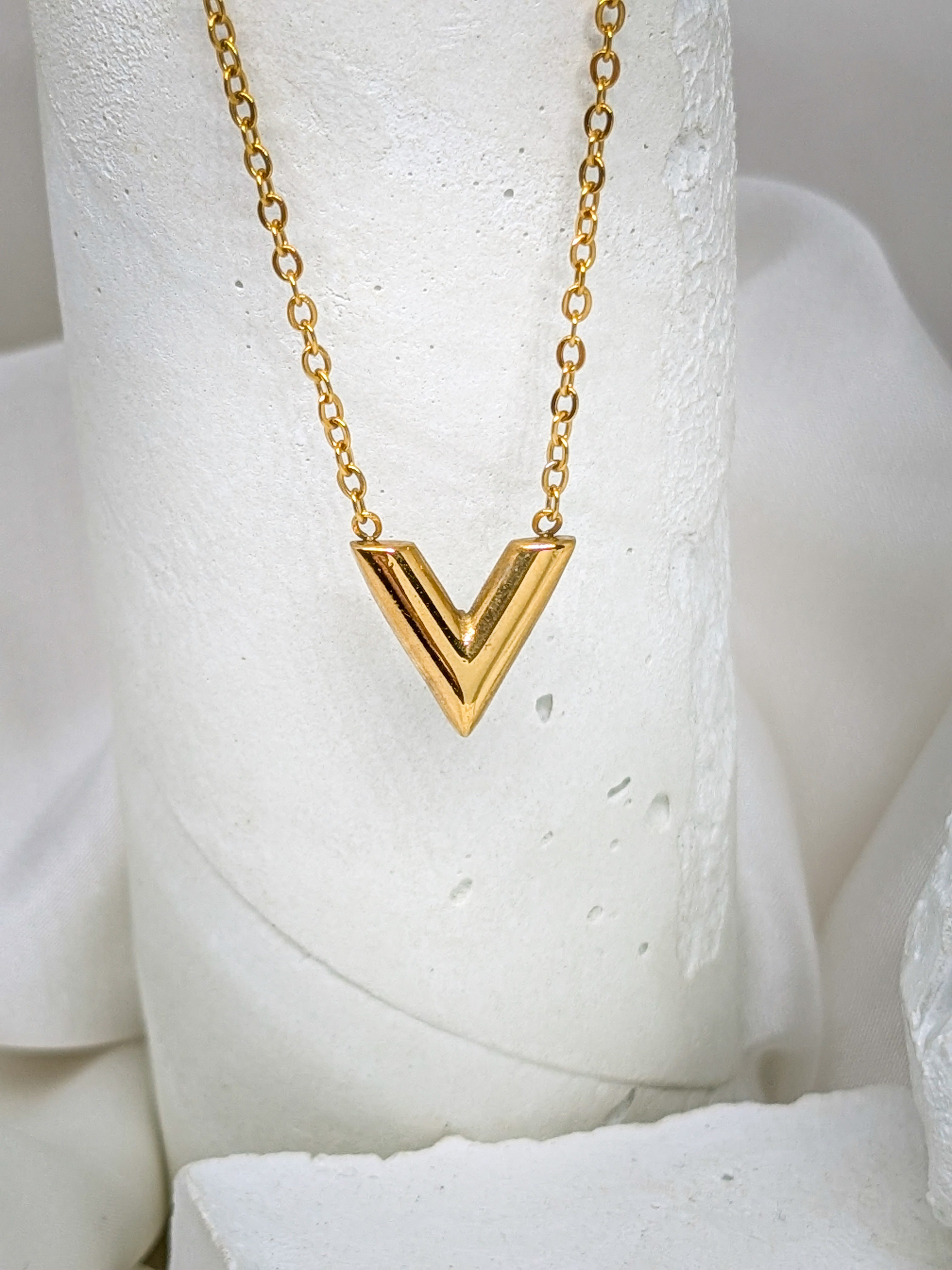 Gold Chevron Pendant Necklace