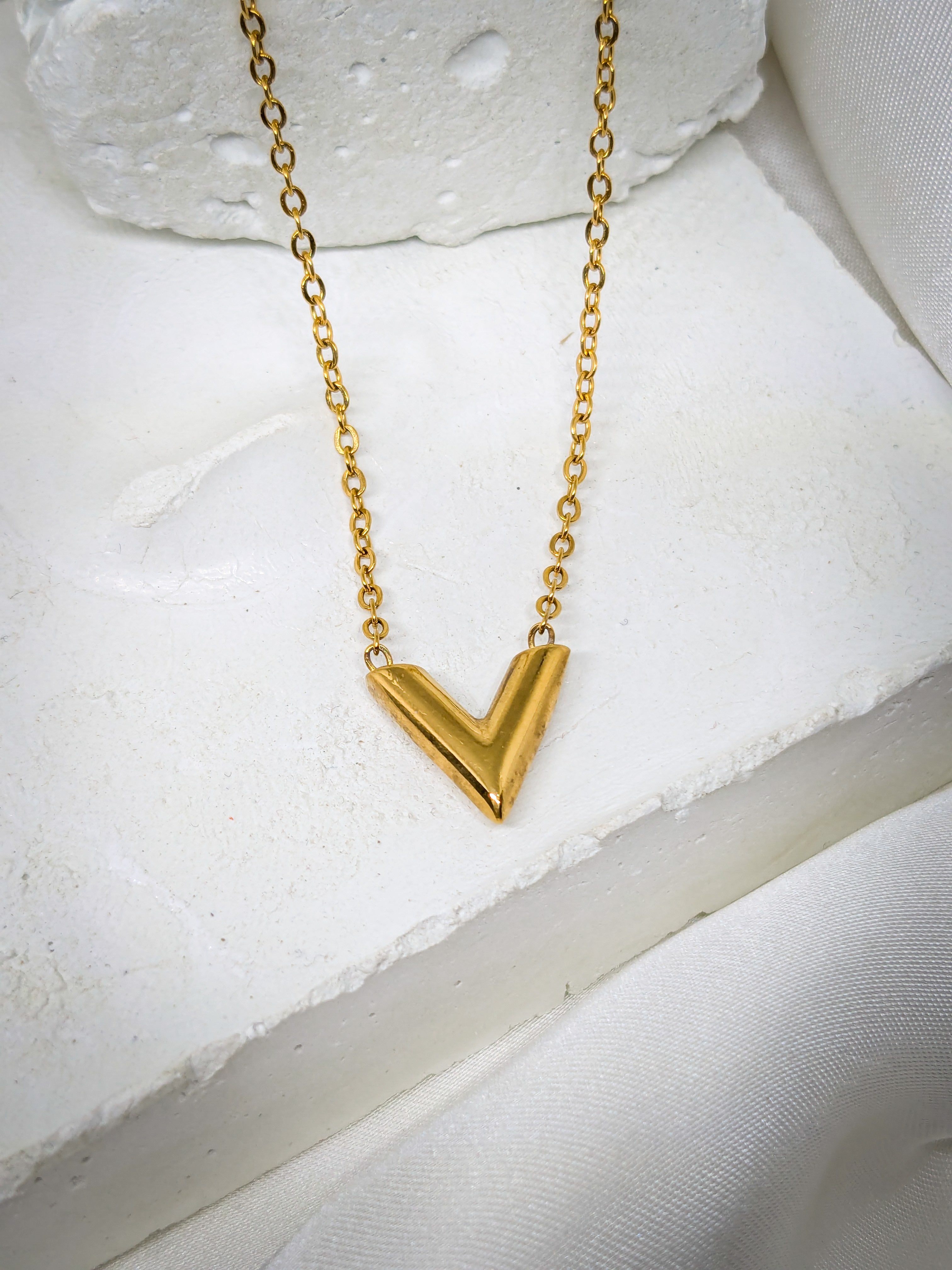 Gold Chevron Pendant Necklace