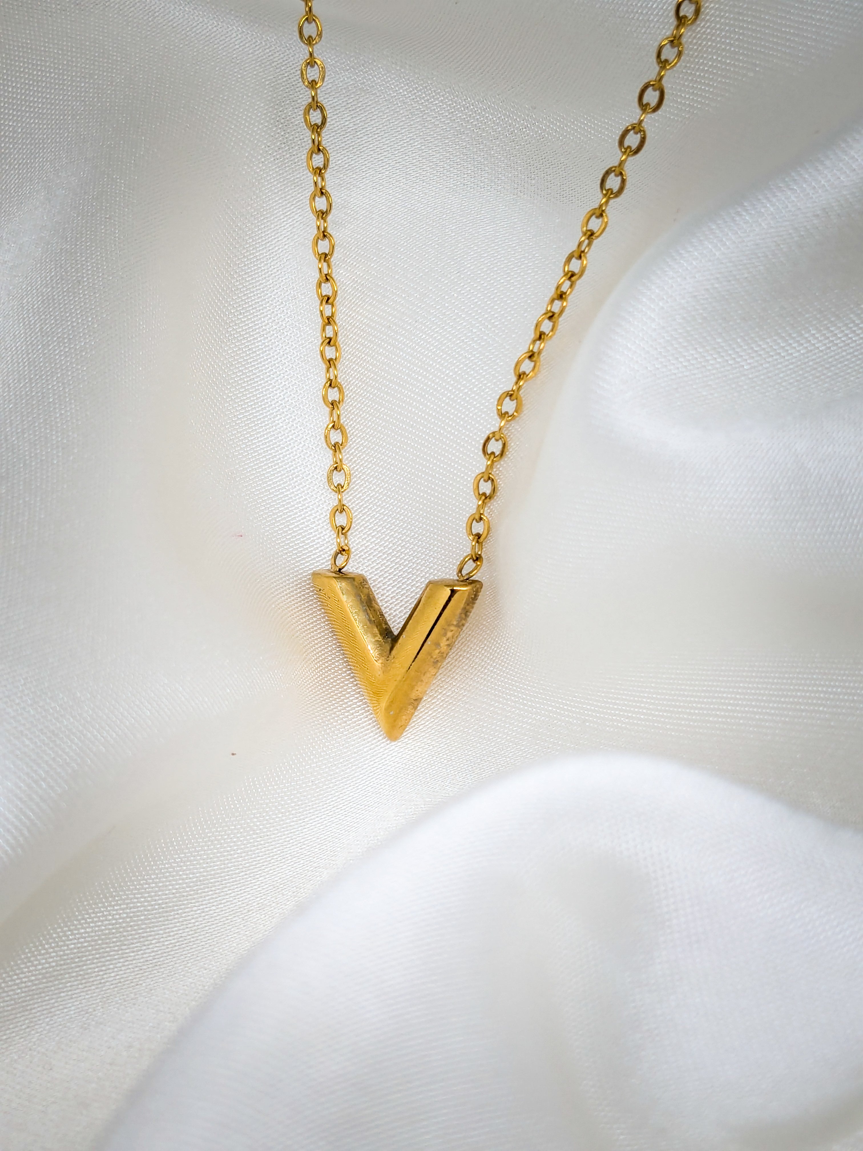 Gold Chevron Pendant Necklace