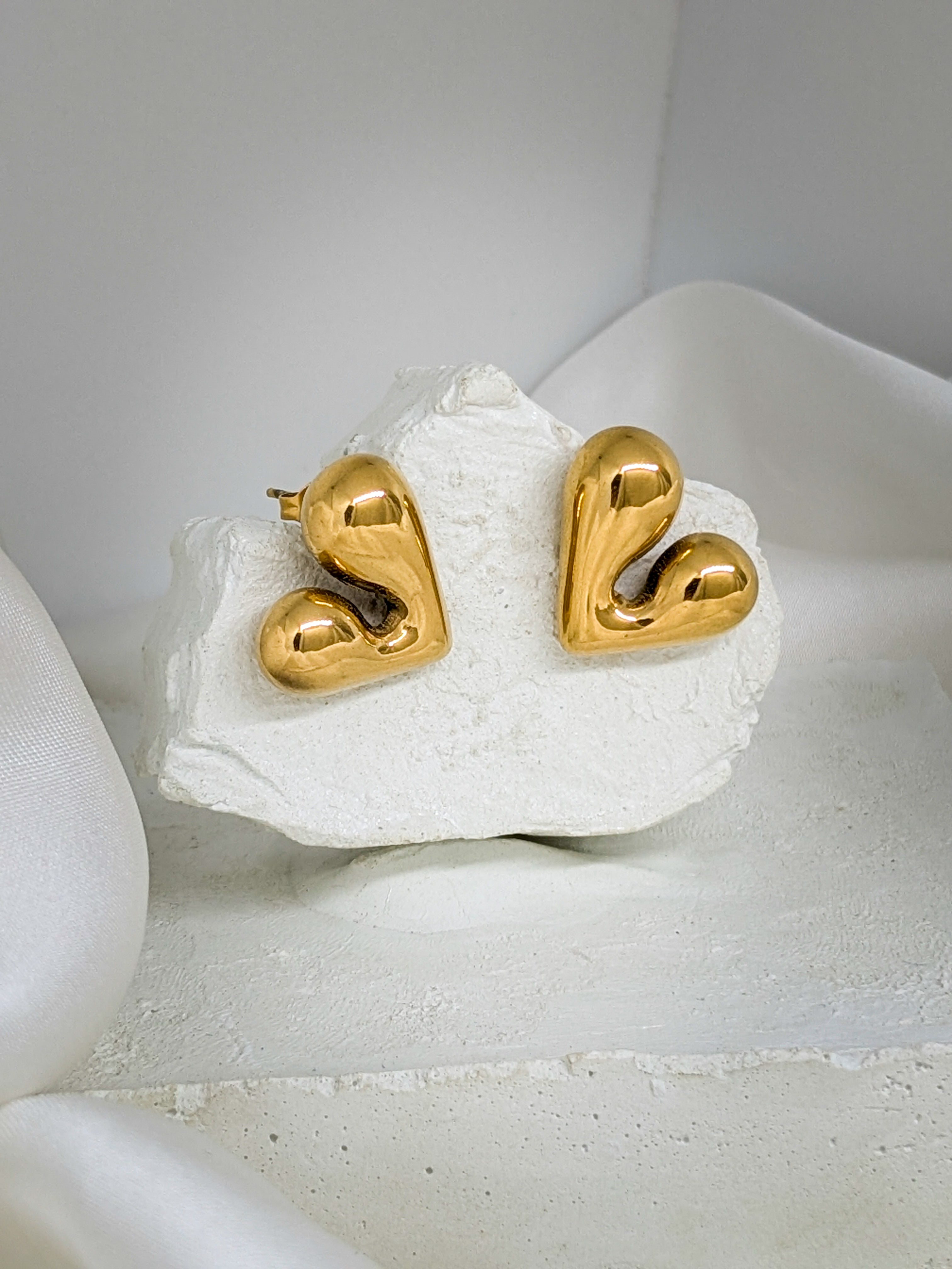 Golden Heart Stud Earrings