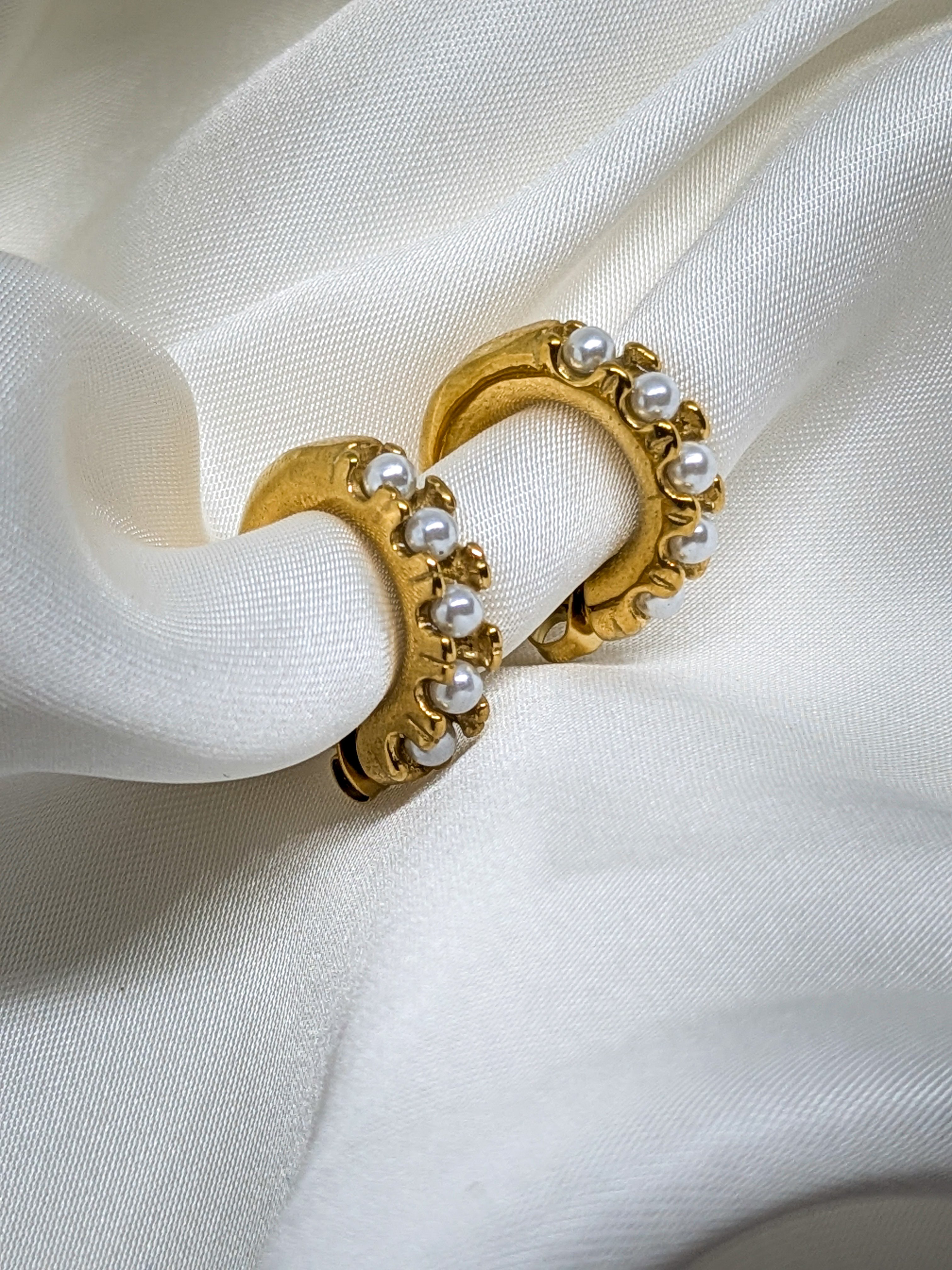 Golden Pearl Hoop Earrings