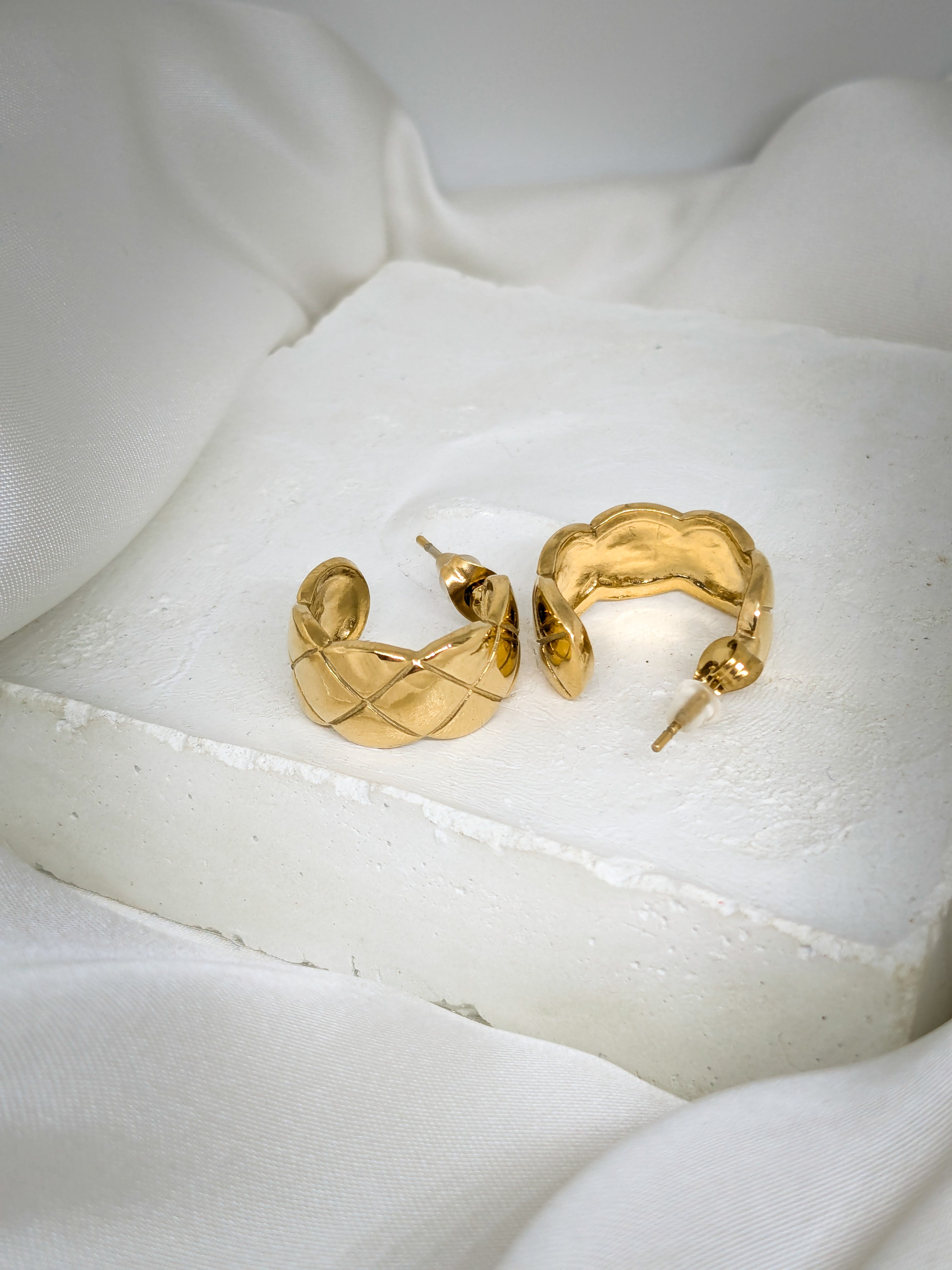 Quilted Gold Hoop Earrings