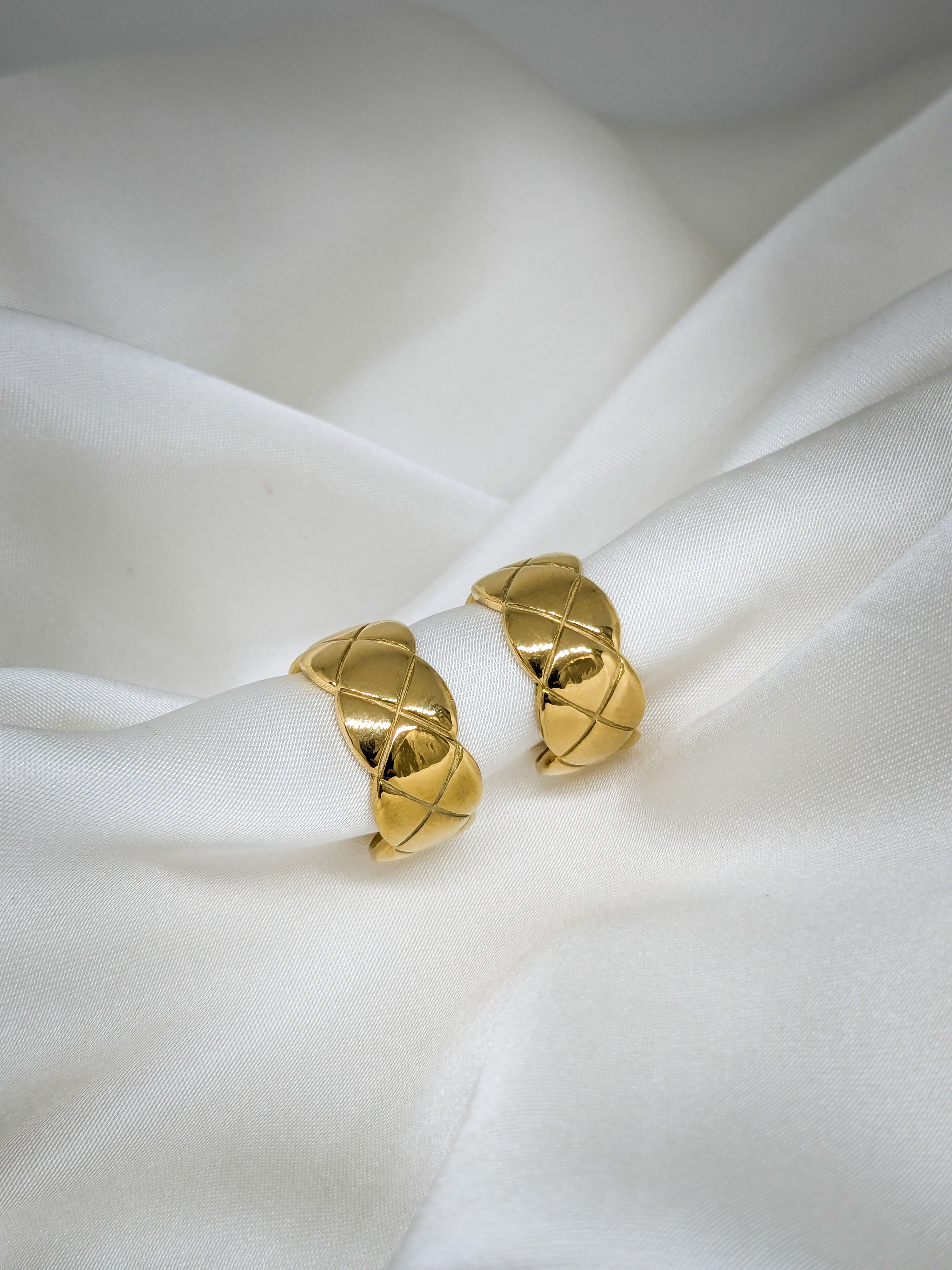 Quilted Gold Hoop Earrings
