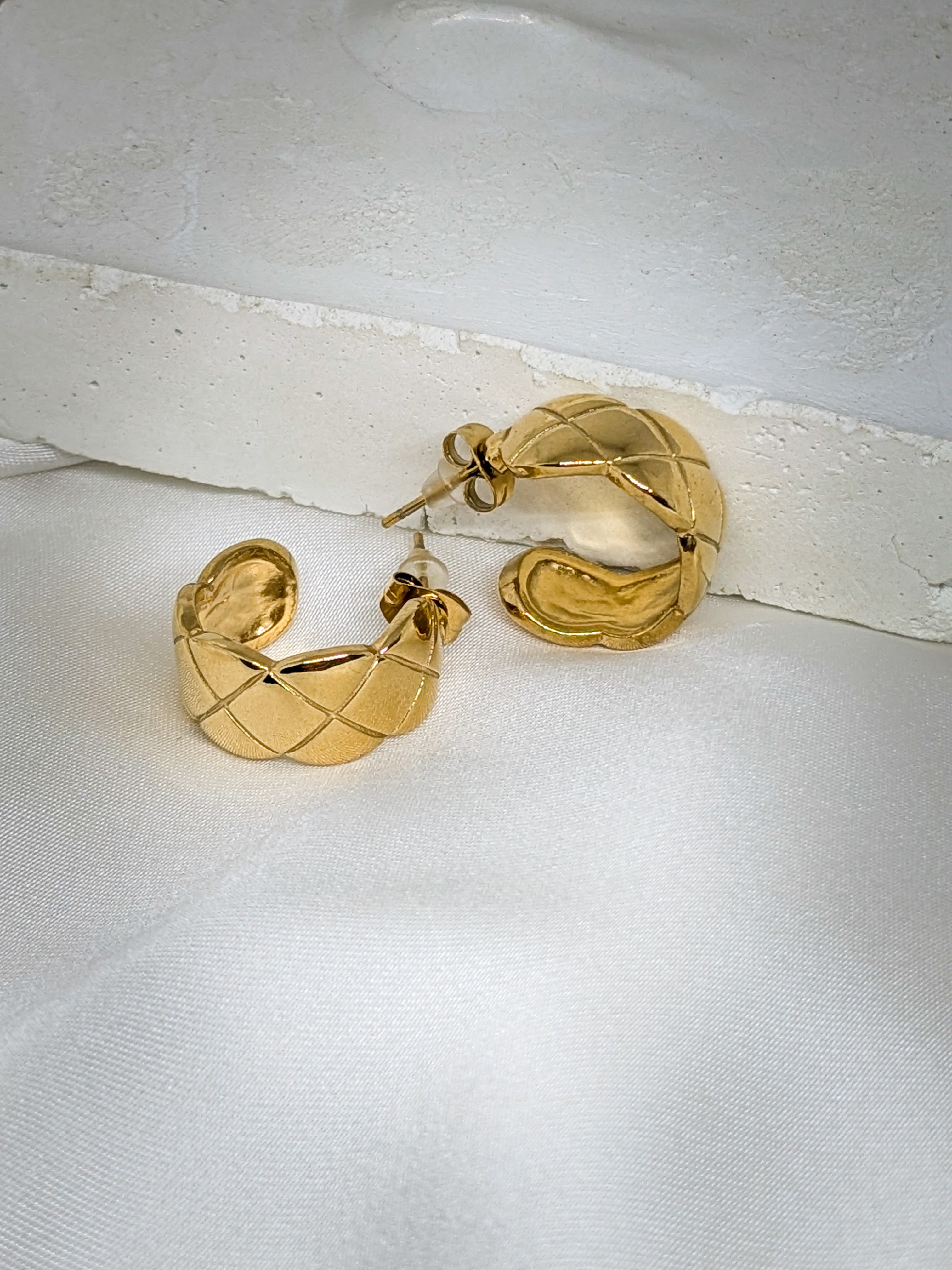 Quilted Gold Hoop Earrings