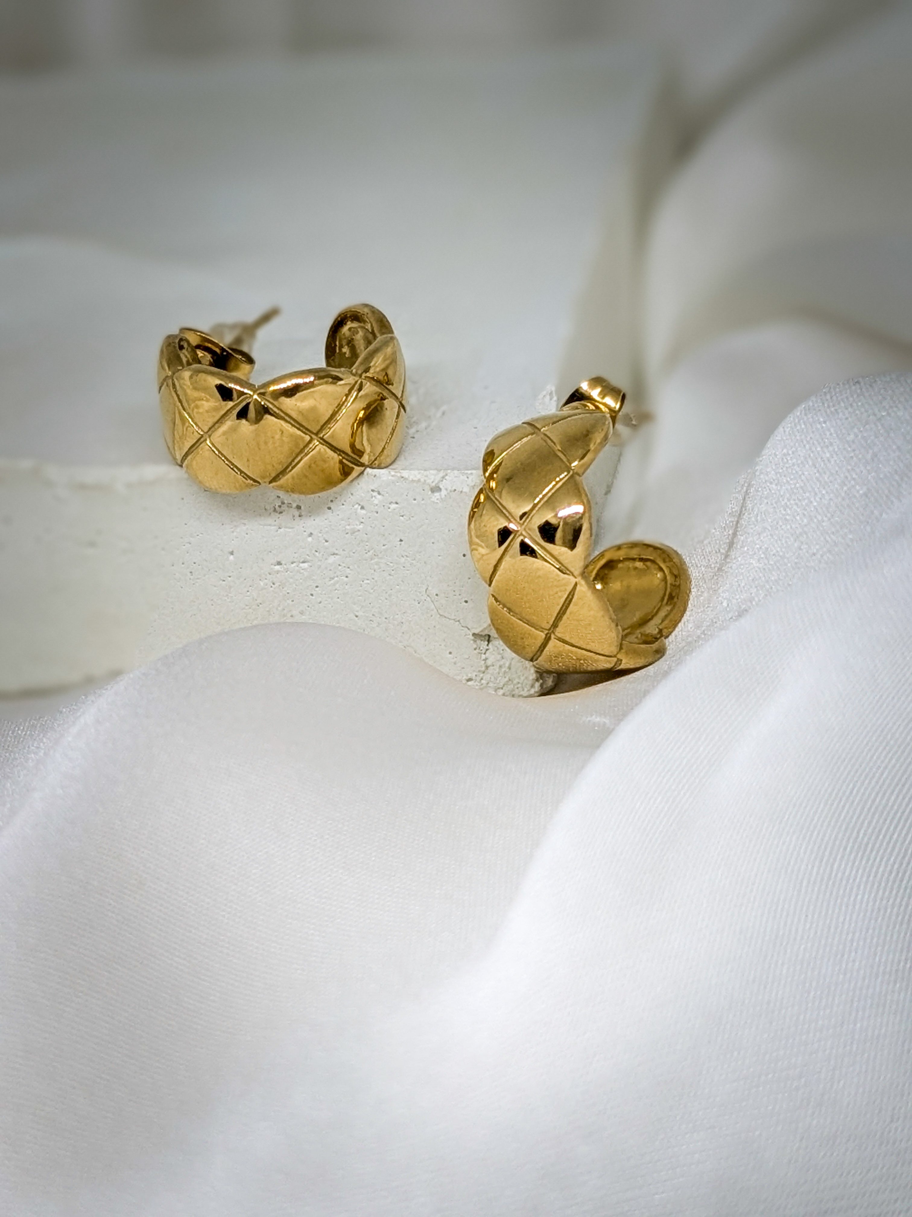 Quilted Gold Hoop Earrings