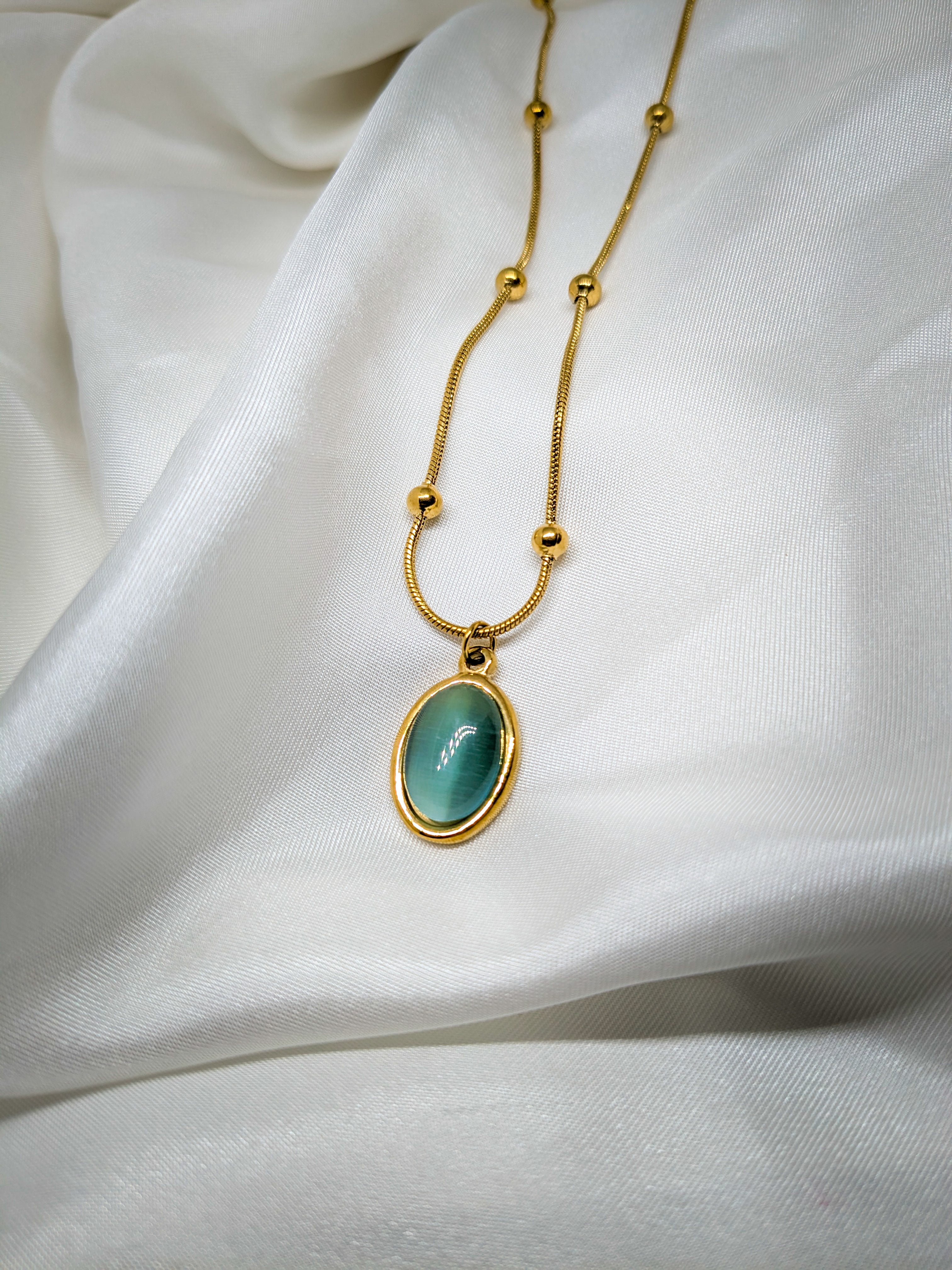 Aqua Stone Pendant Necklace