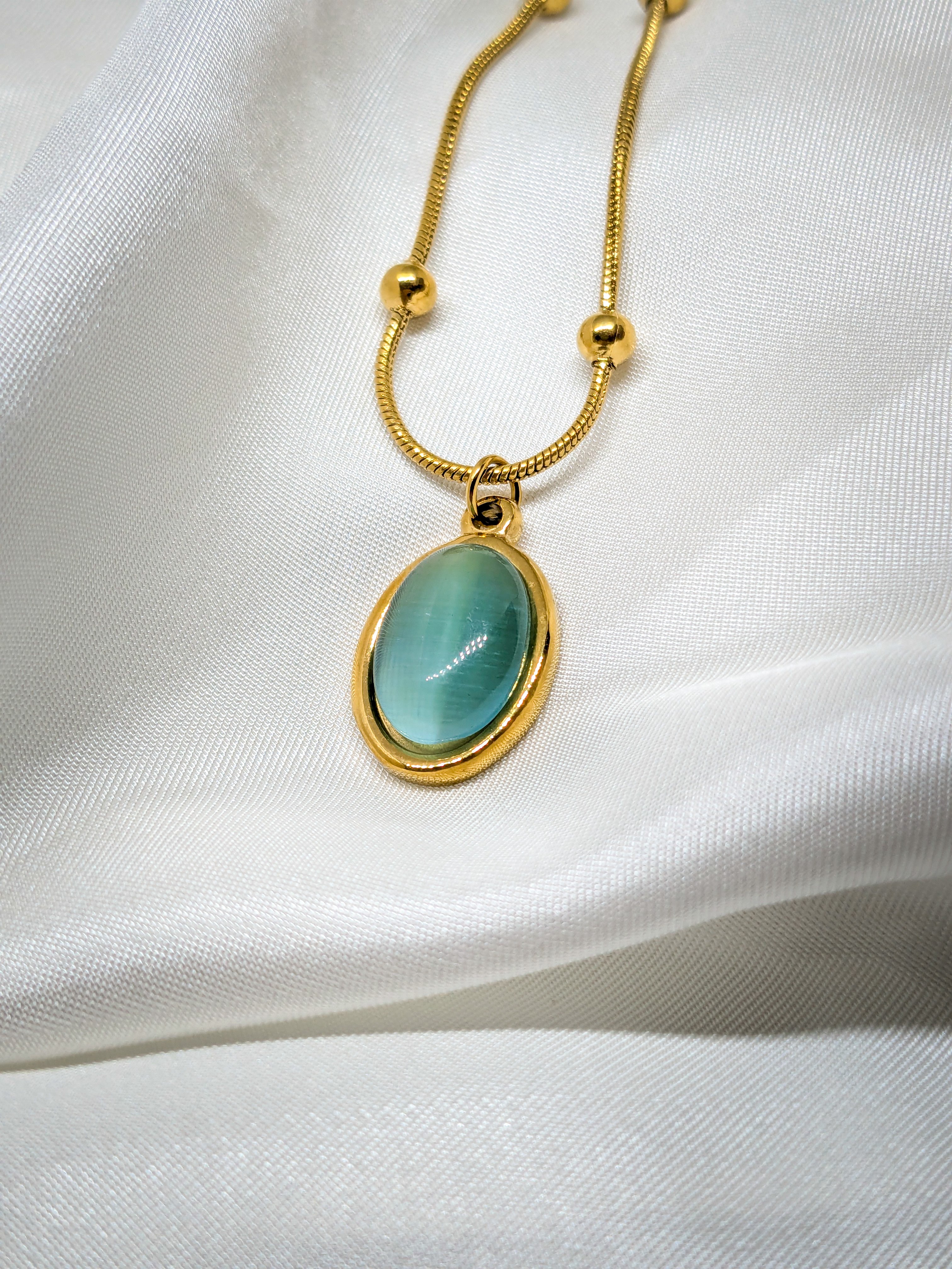 Aqua Stone Pendant Necklace