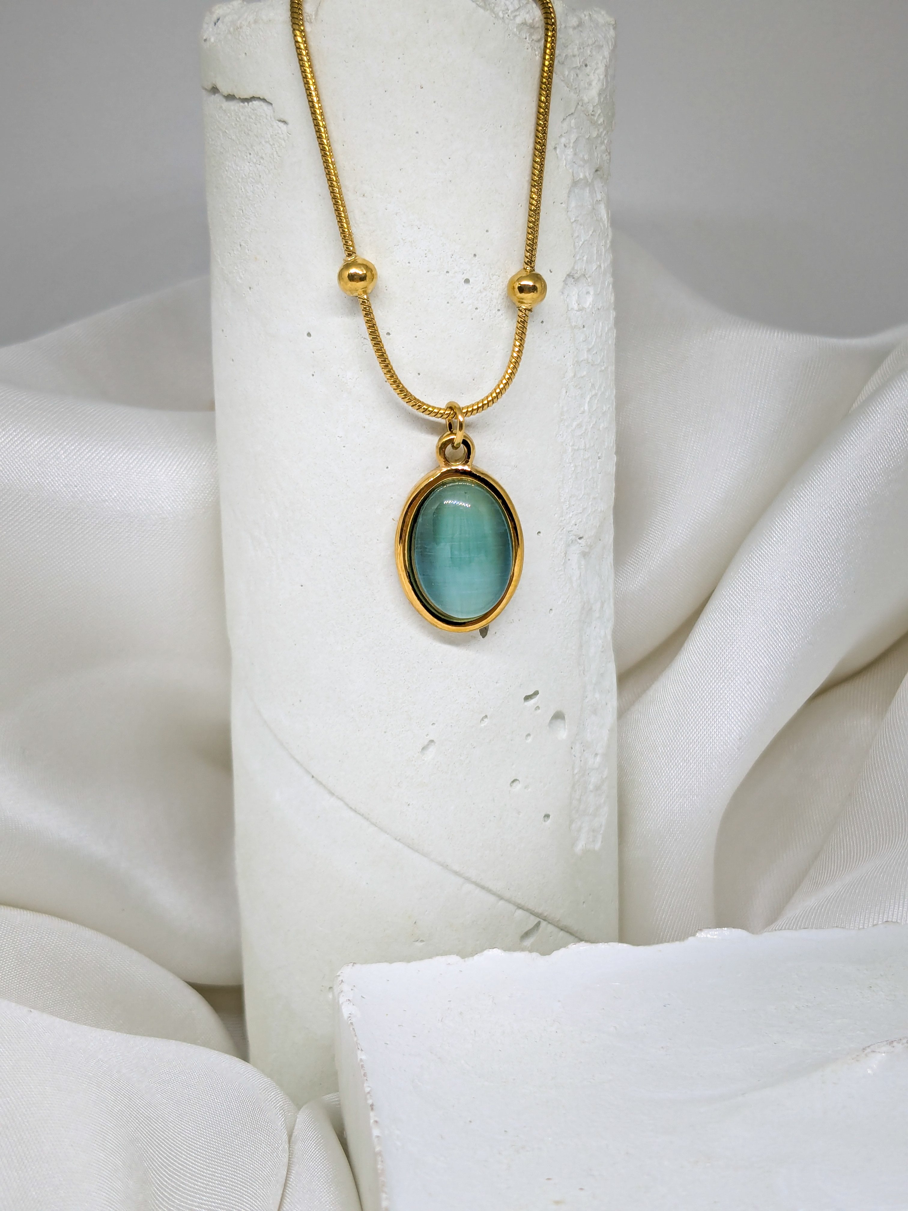 Aqua Stone Pendant Necklace