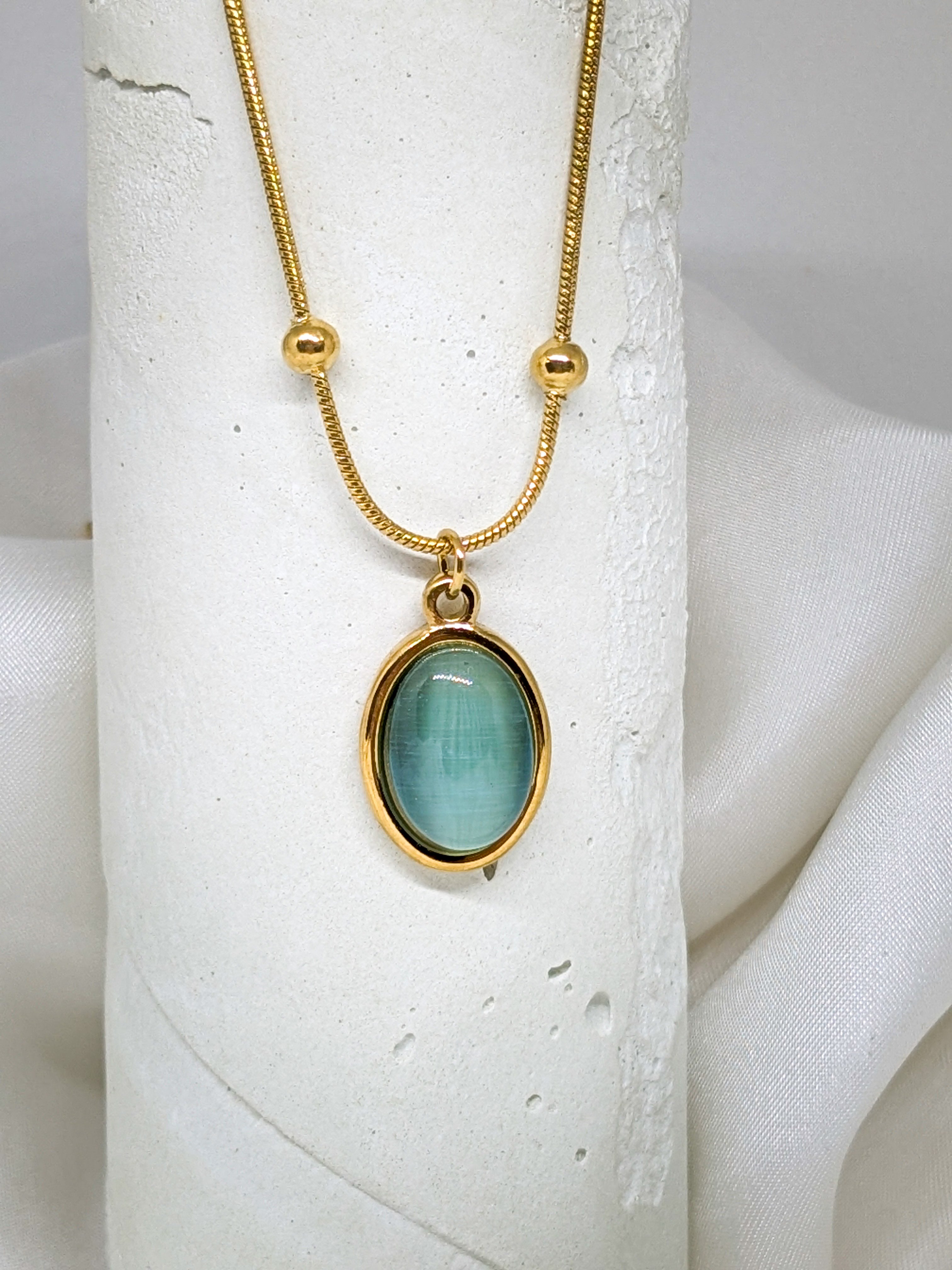 Aqua Stone Pendant Necklace