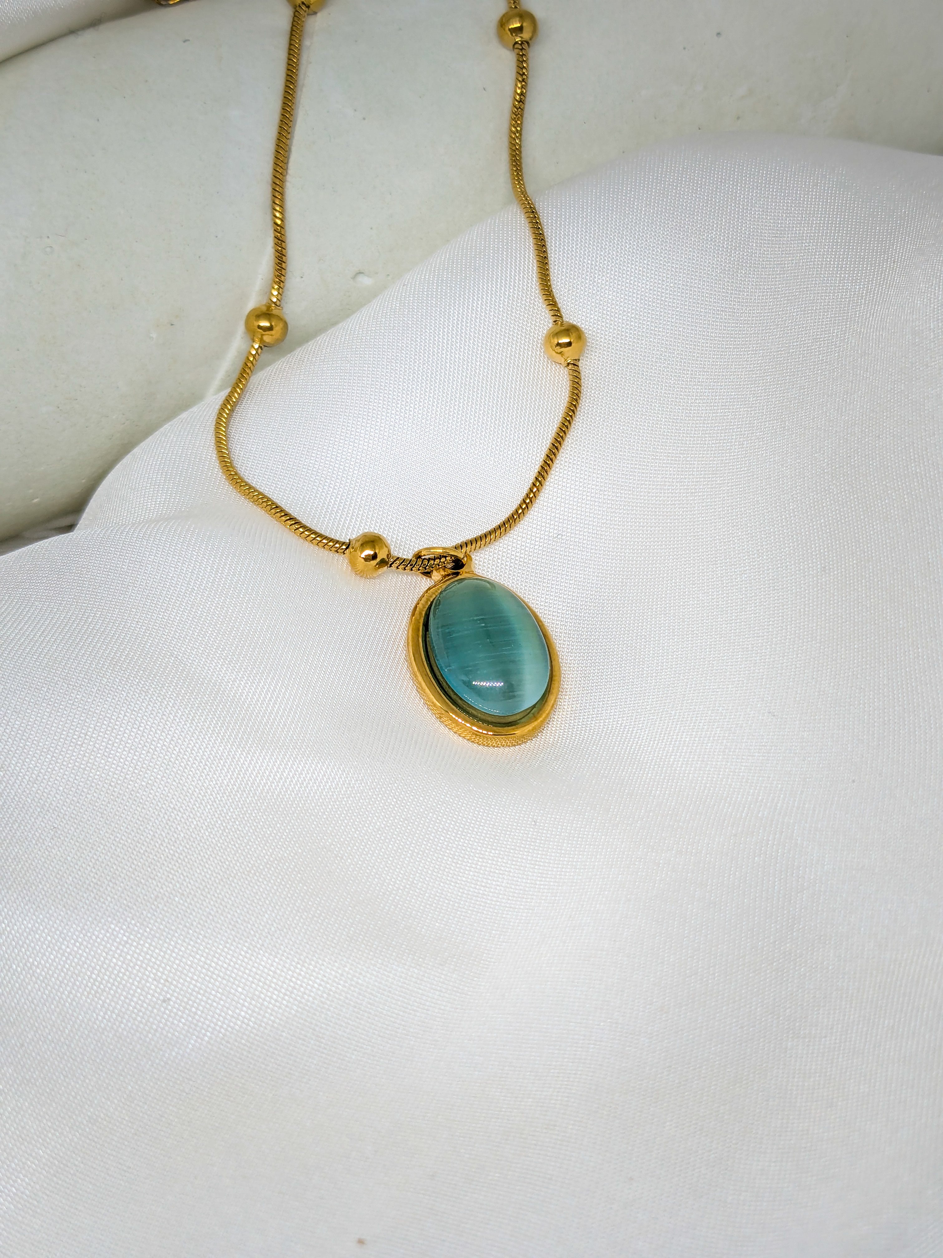 Aqua Stone Pendant Necklace