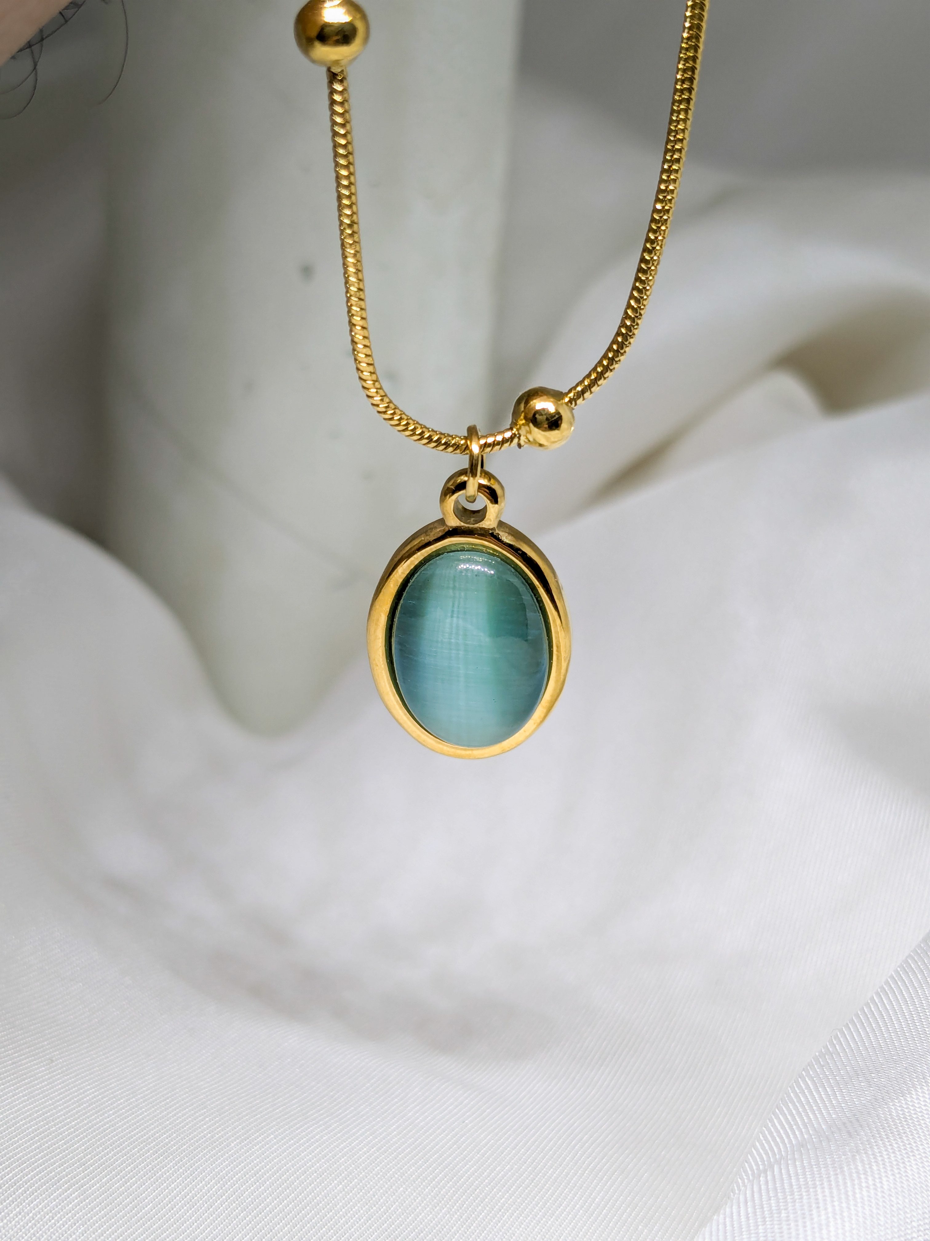 Aqua Stone Pendant Necklace