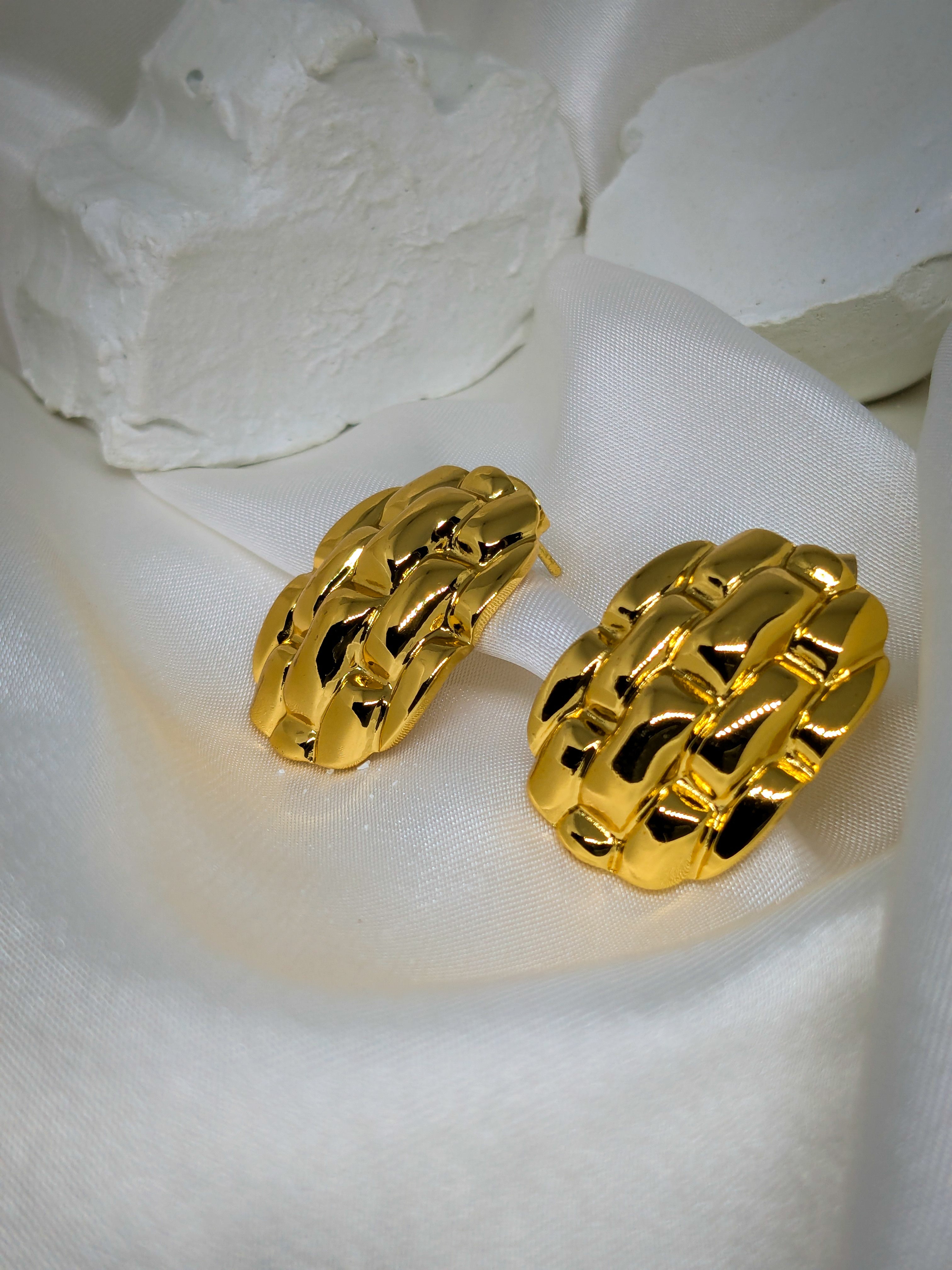 Woven Gold Dome Earrings