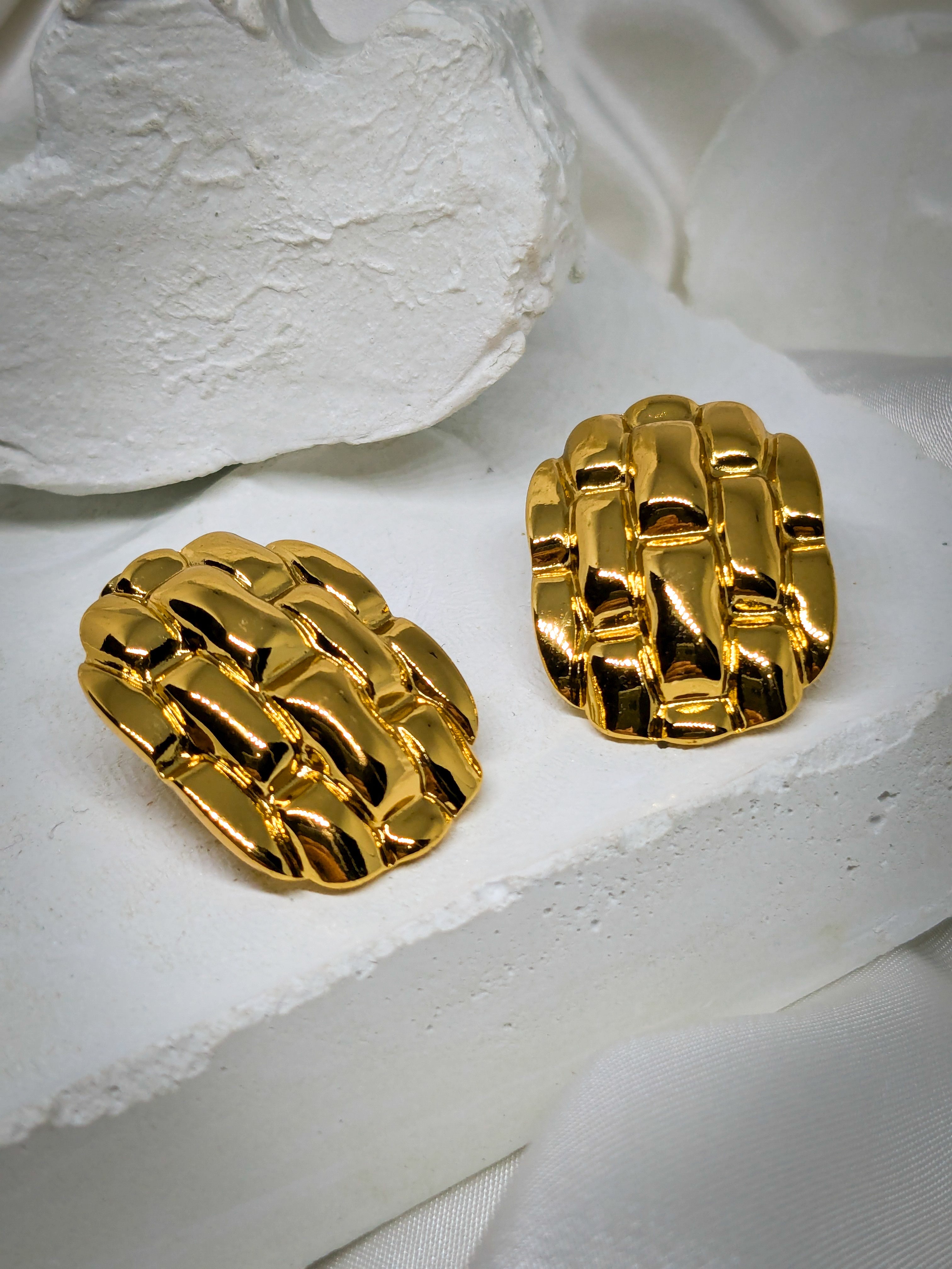 Woven Gold Dome Earrings