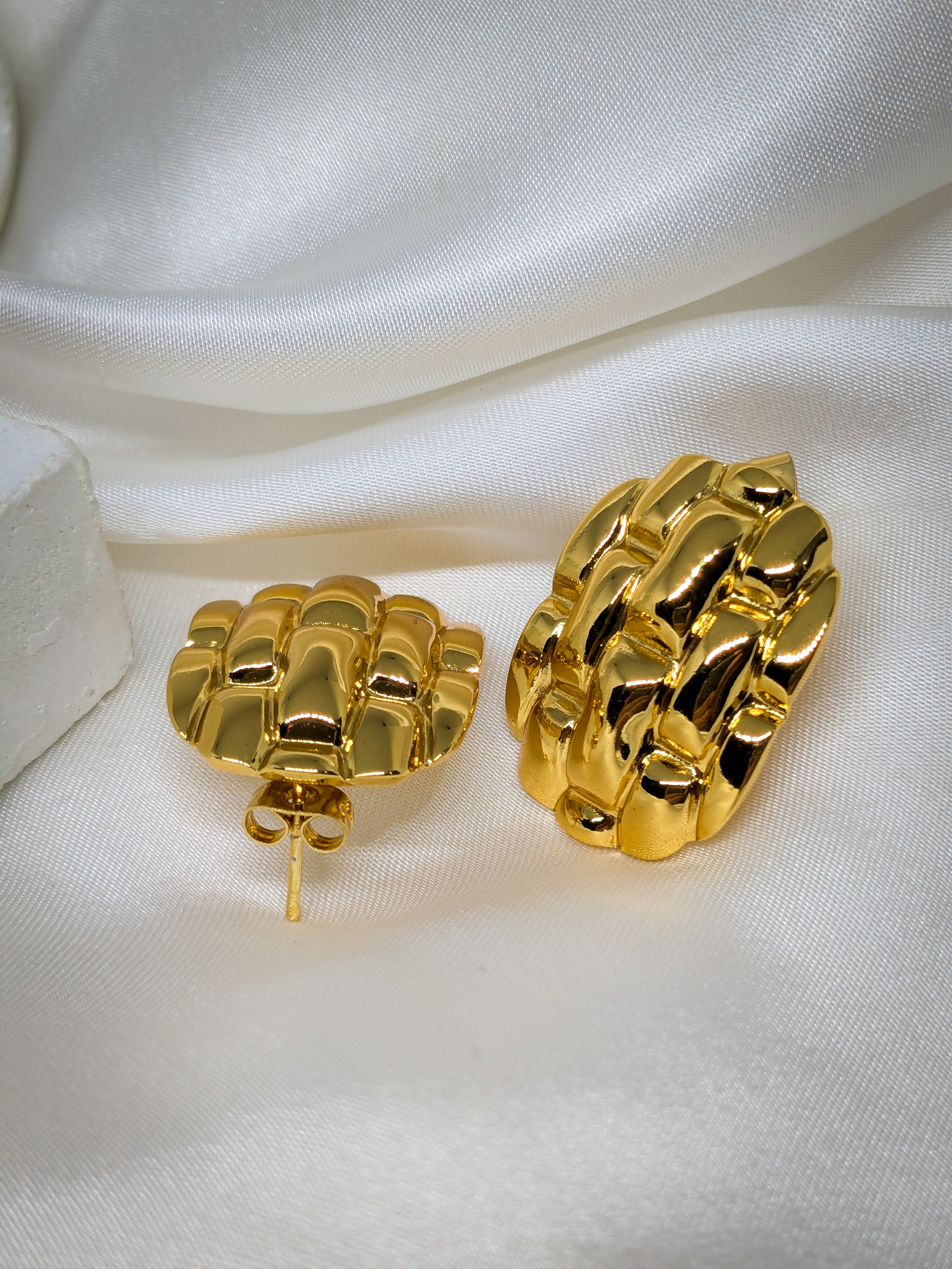 Woven Gold Dome Earrings