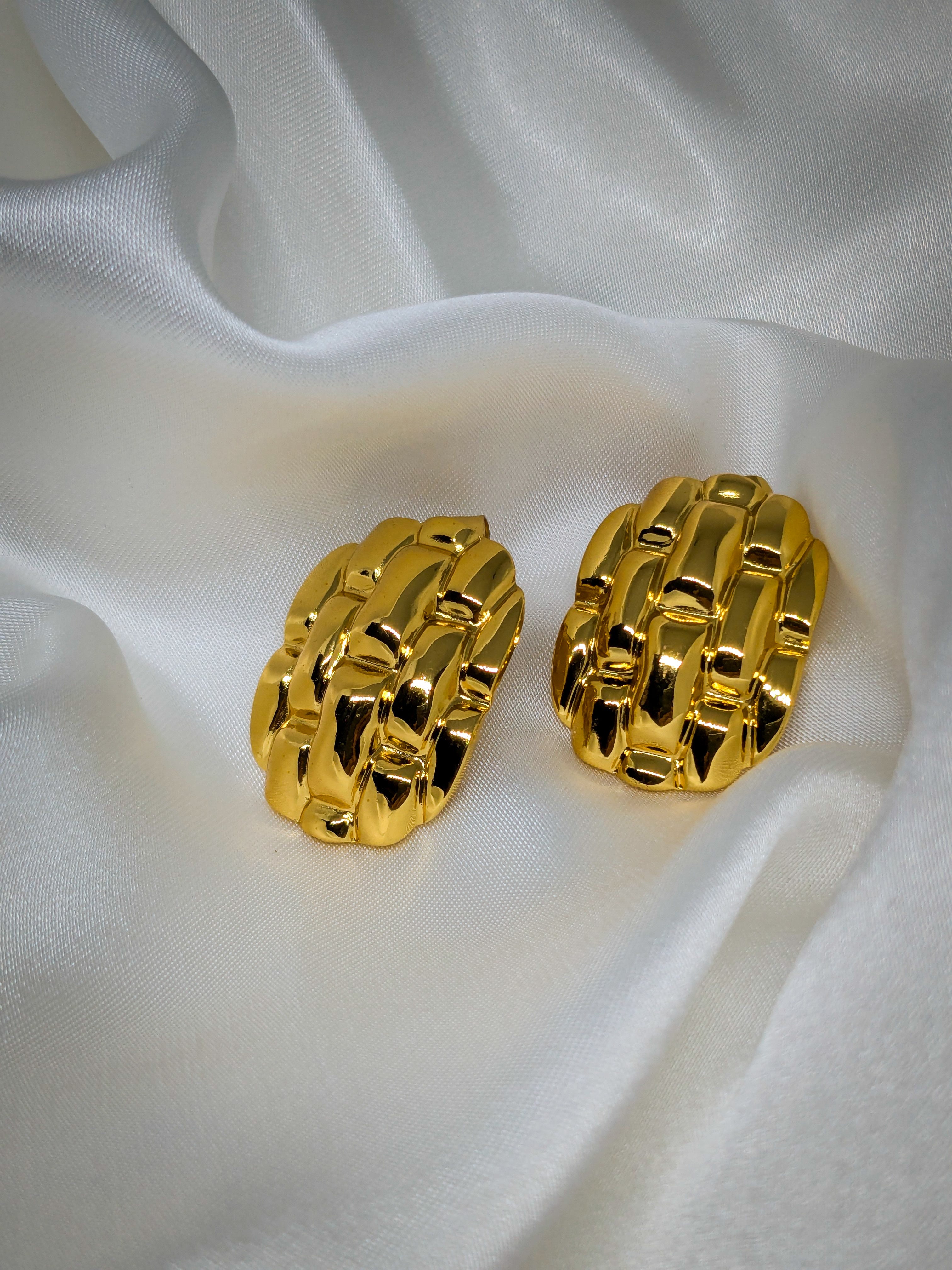 Woven Gold Dome Earrings