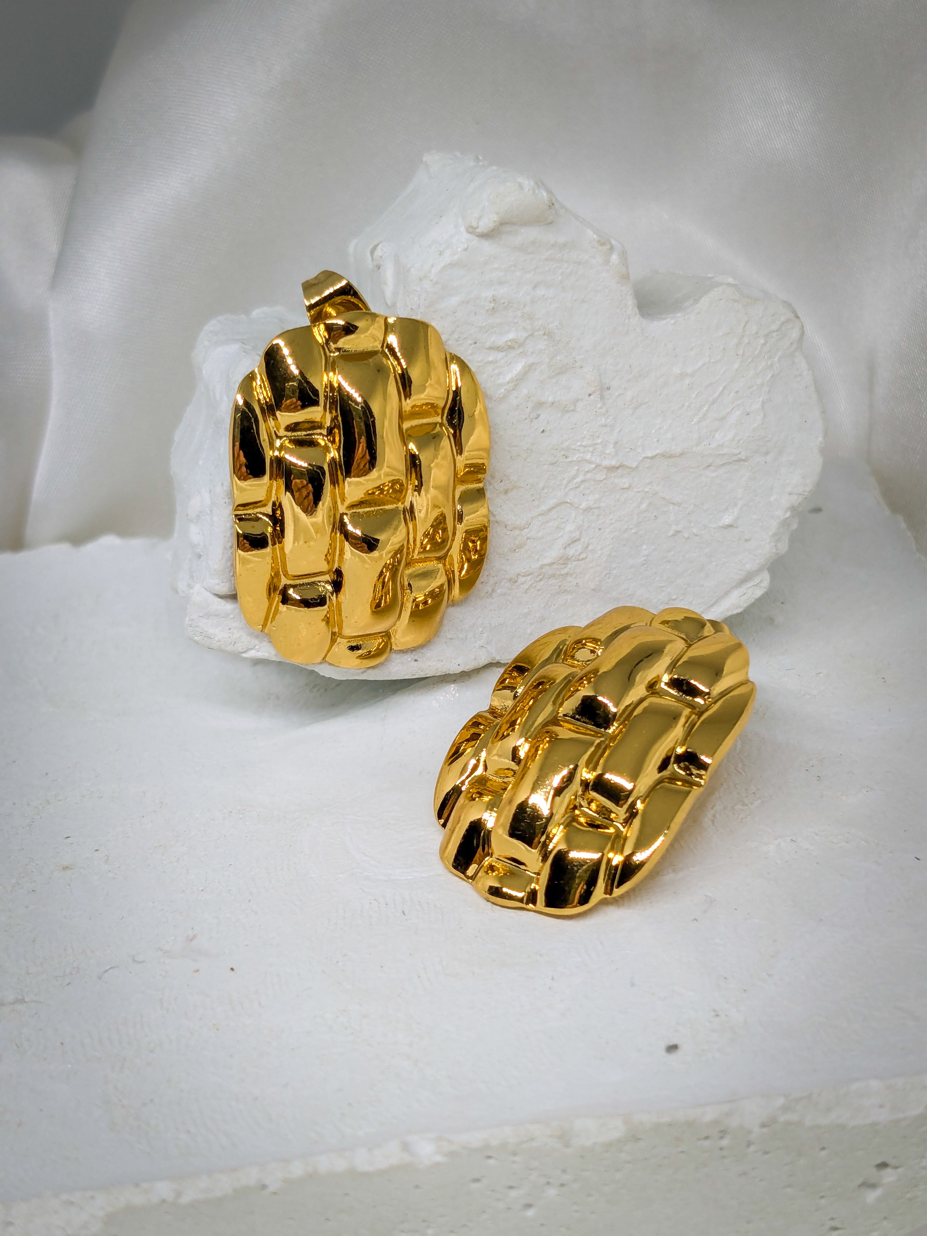 Woven Gold Dome Earrings