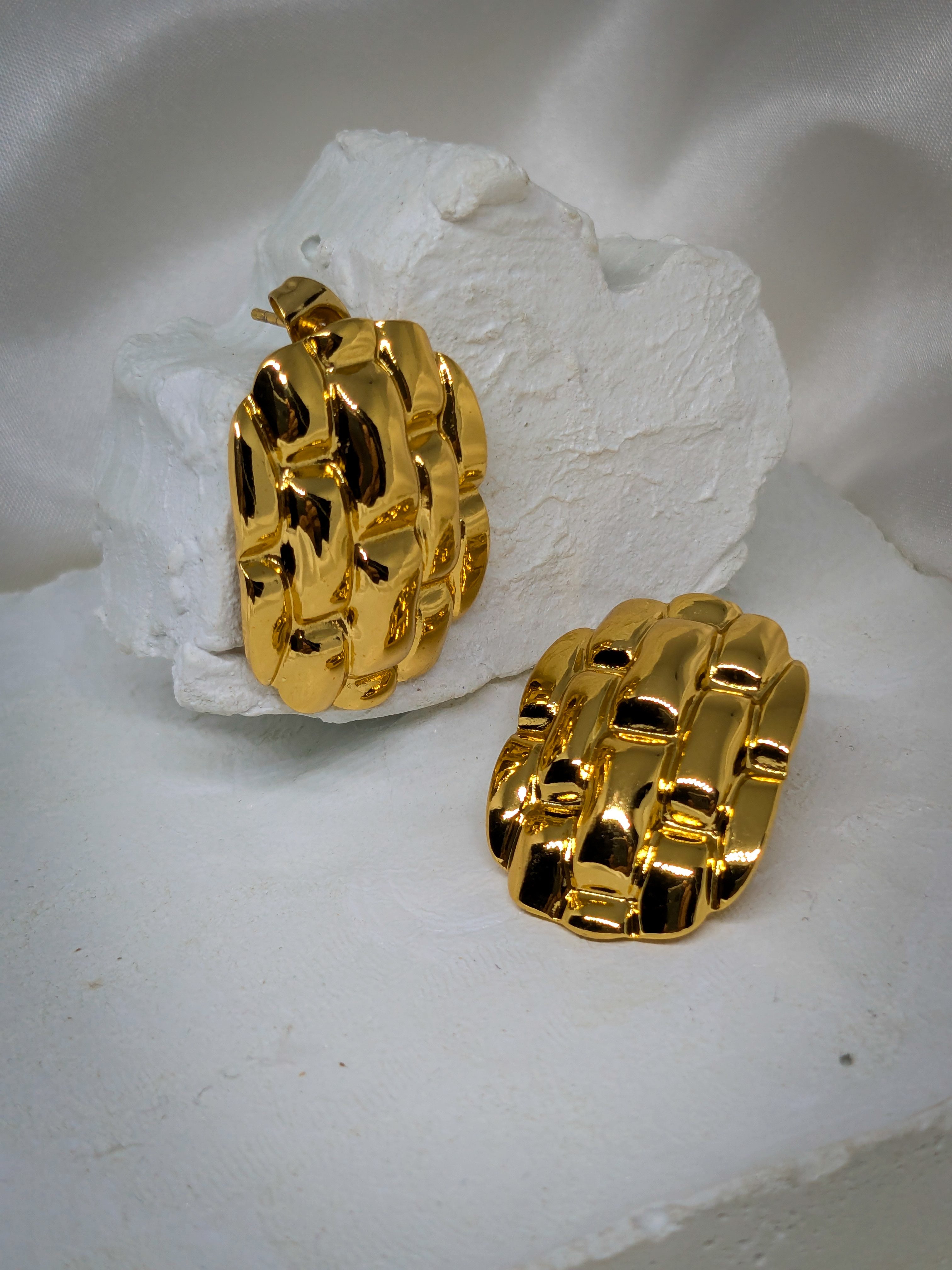 Woven Gold Dome Earrings