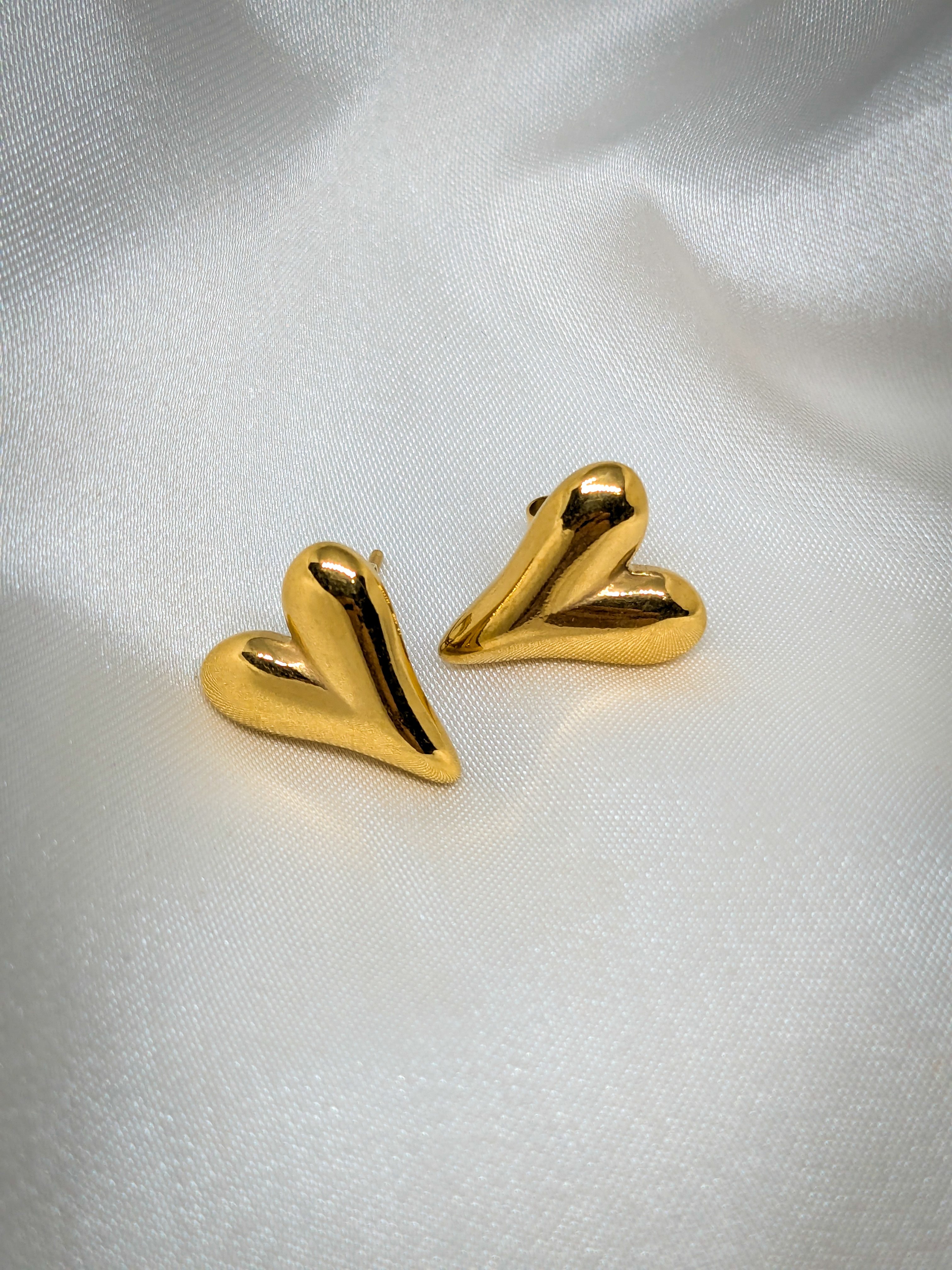 Sculpted Heart Stud Earrings