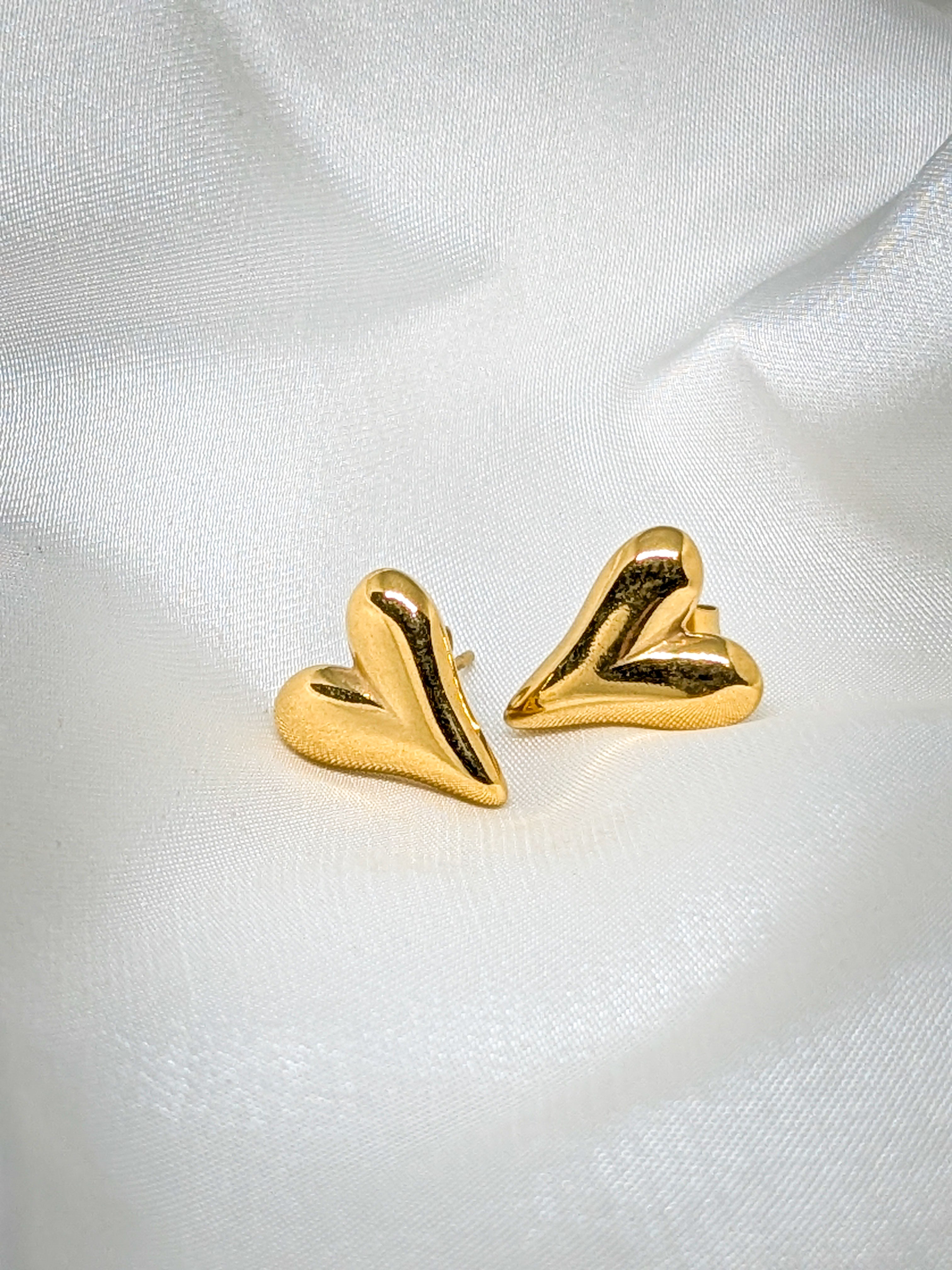 Sculpted Heart Stud Earrings