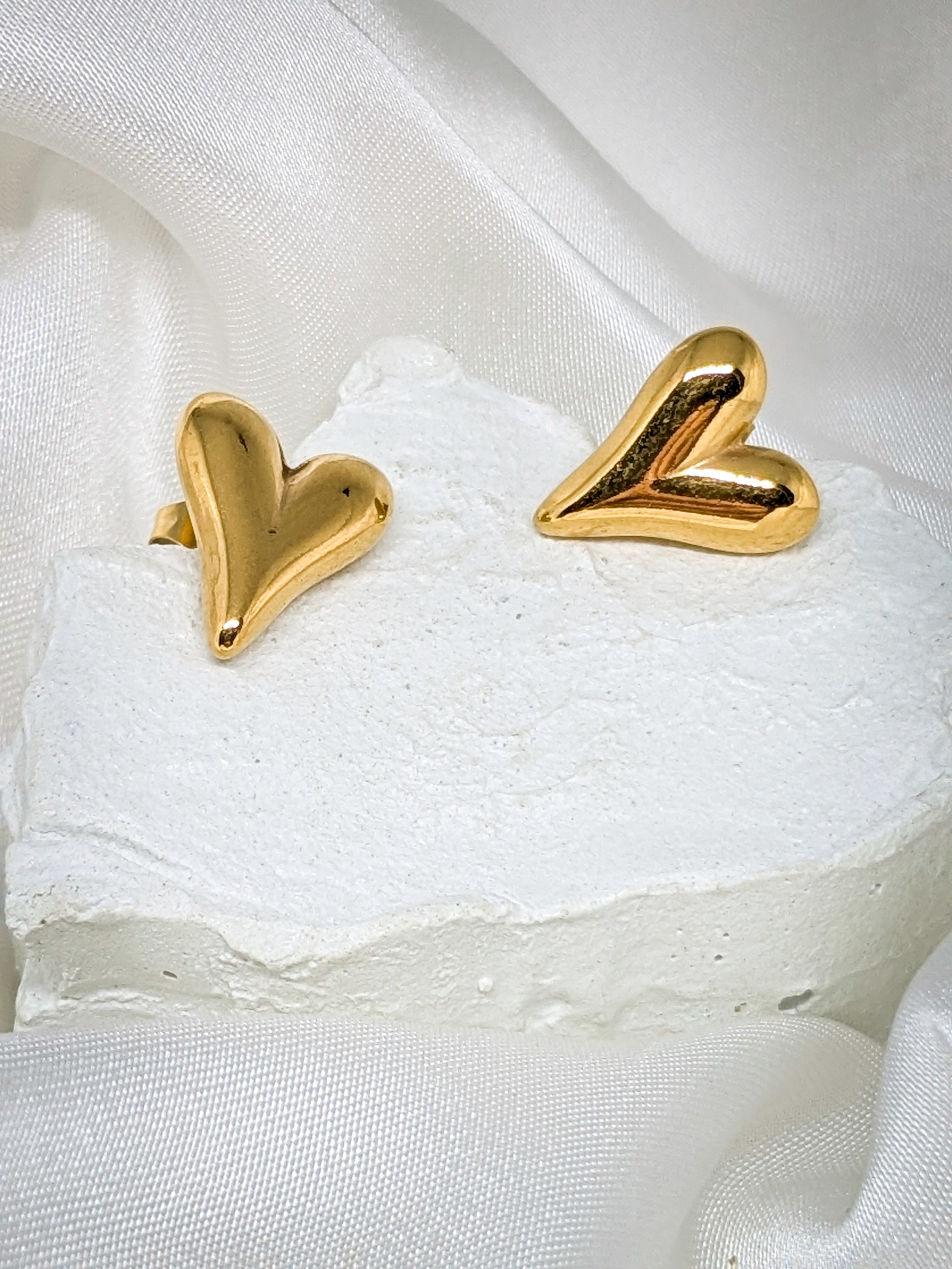 Sculpted Heart Stud Earrings