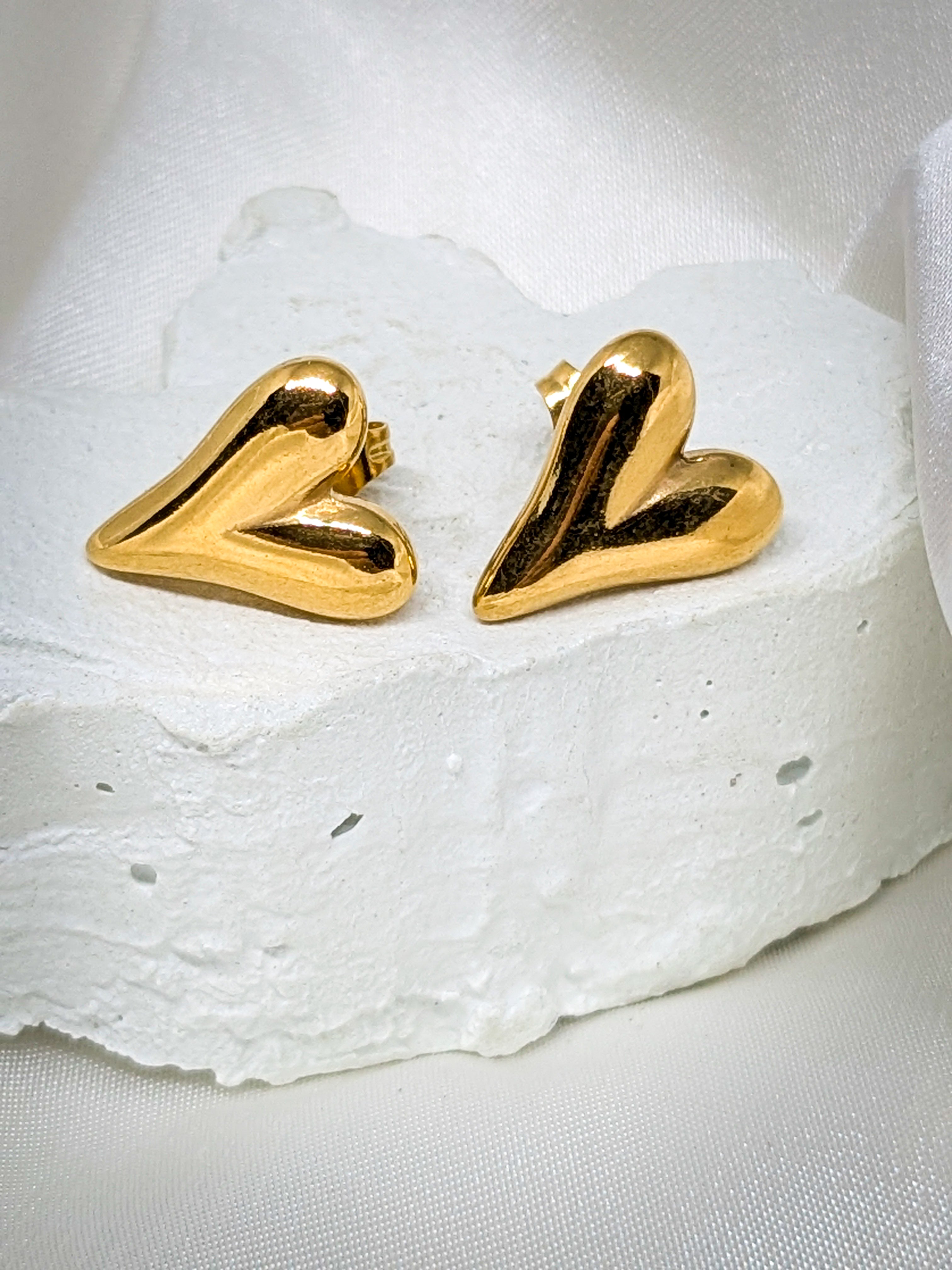 Sculpted Heart Stud Earrings